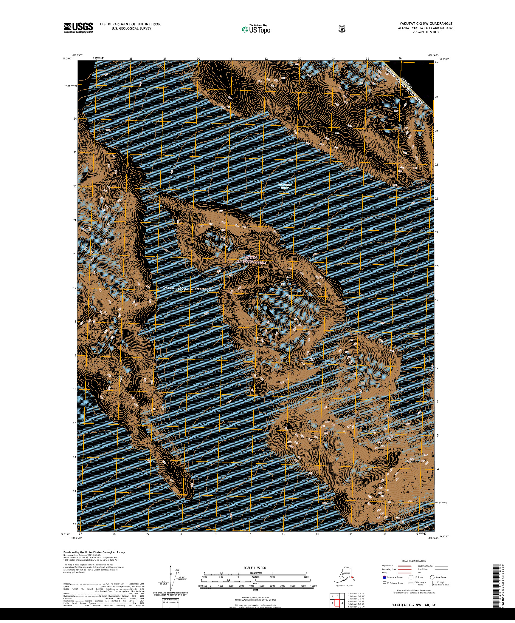 USGS US TOPO 7.5-MINUTE MAP FOR YAKUTAT C-2 NW, AK,BC 2021