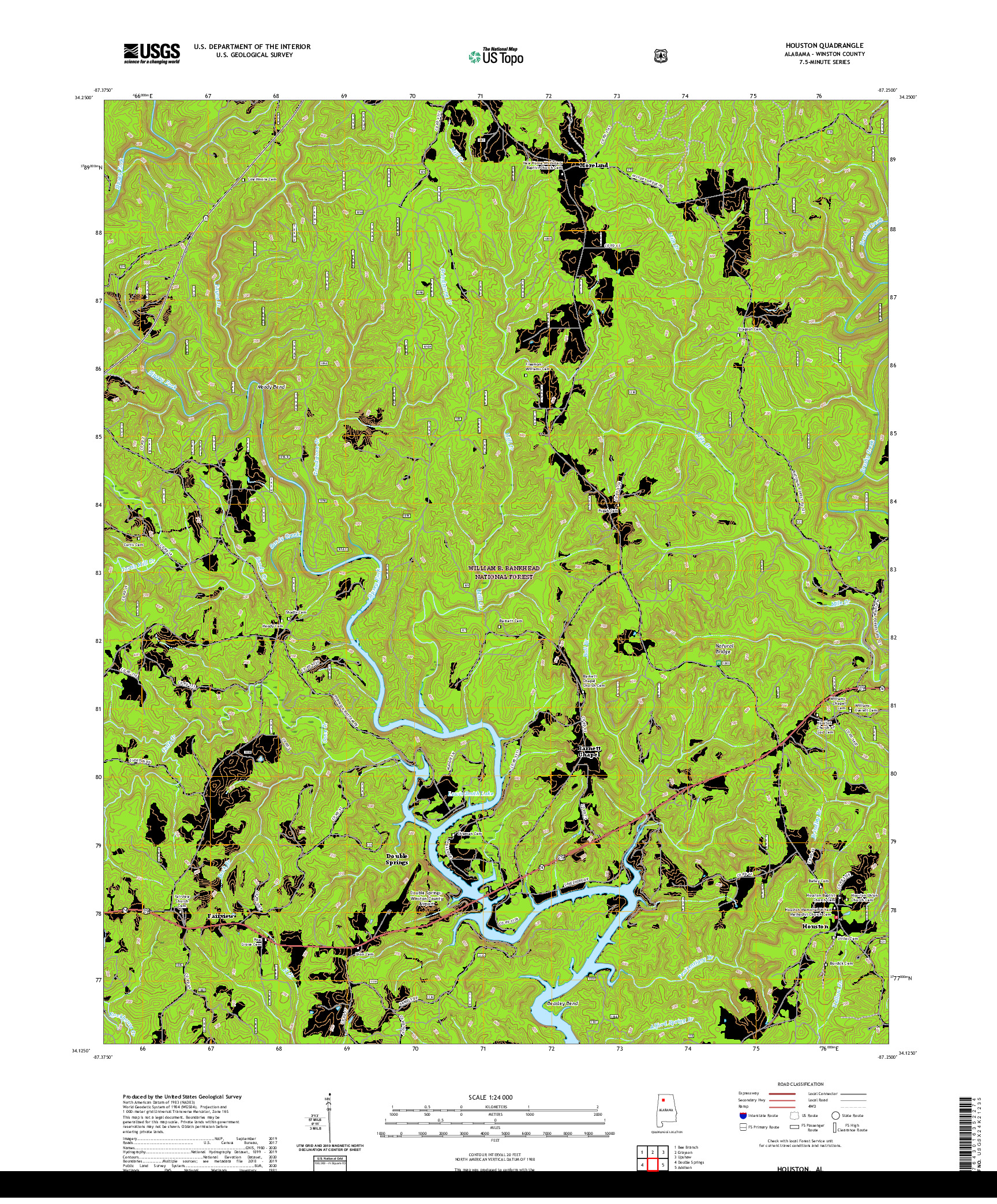 USGS US TOPO 7.5-MINUTE MAP FOR HOUSTON, AL 2021