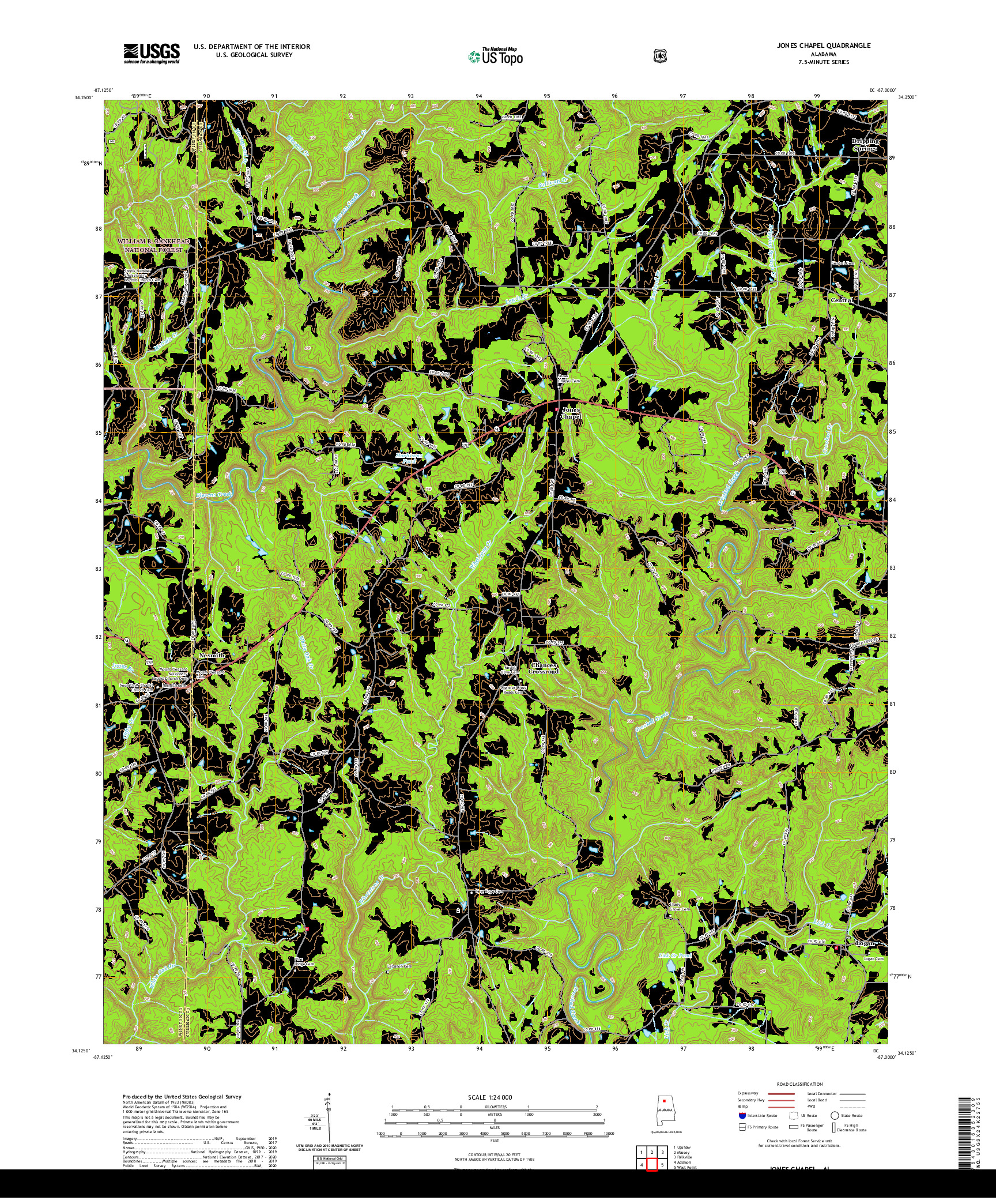 USGS US TOPO 7.5-MINUTE MAP FOR JONES CHAPEL, AL 2021