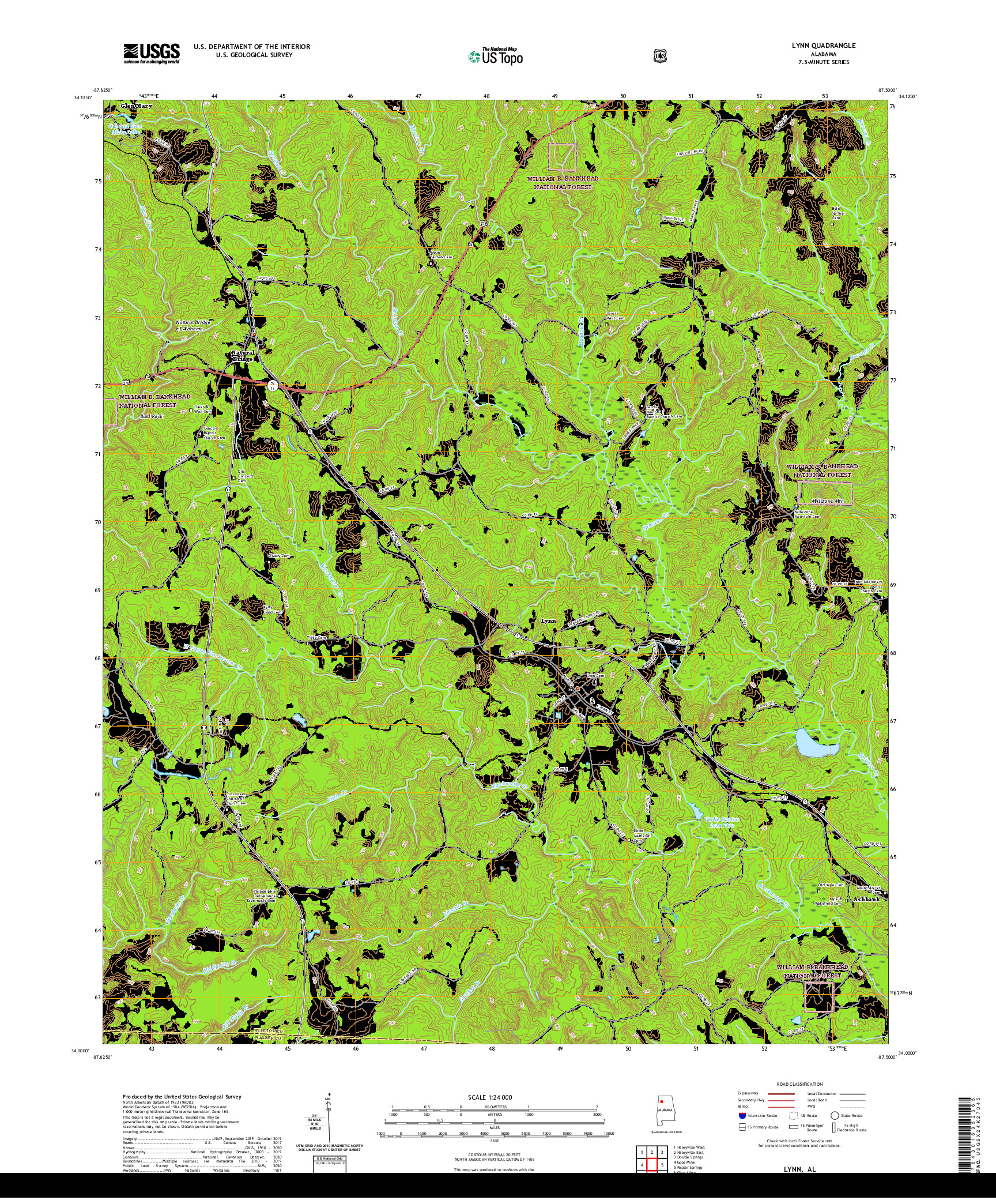 USGS US TOPO 7.5-MINUTE MAP FOR LYNN, AL 2021