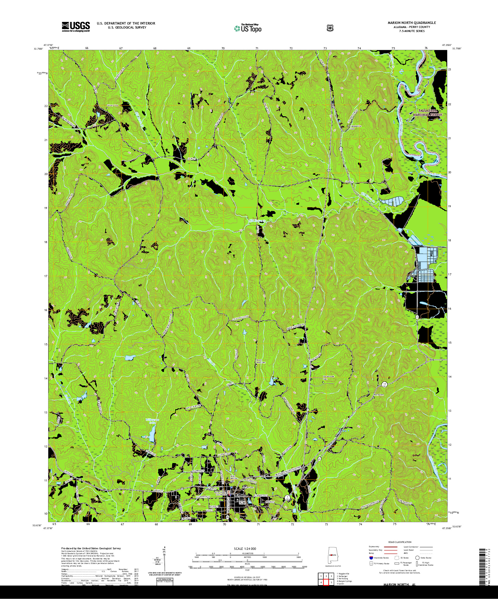 USGS US TOPO 7.5-MINUTE MAP FOR MARION NORTH, AL 2021