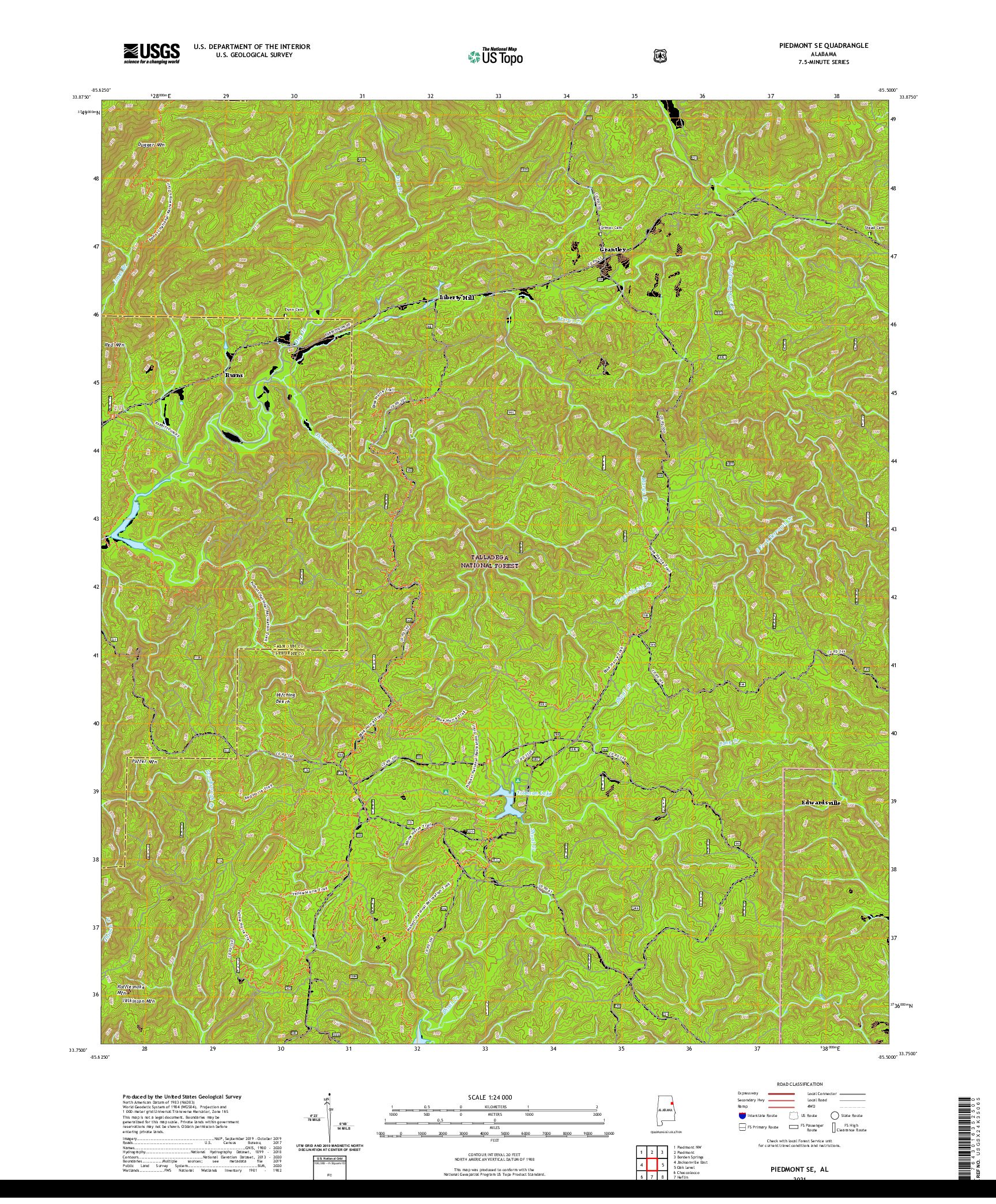 USGS US TOPO 7.5-MINUTE MAP FOR PIEDMONT SE, AL 2021