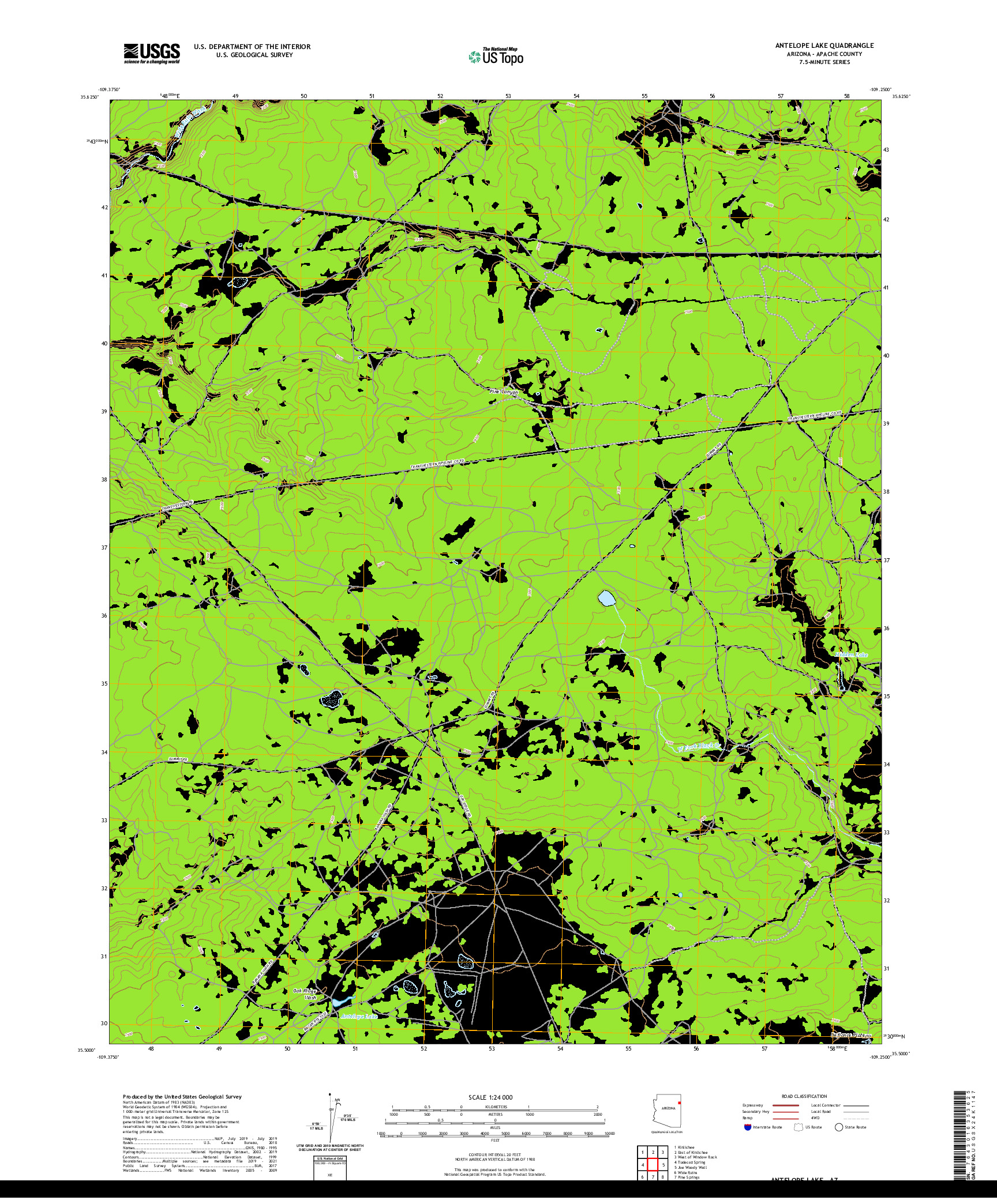 US TOPO 7.5-MINUTE MAP FOR ANTELOPE LAKE, AZ