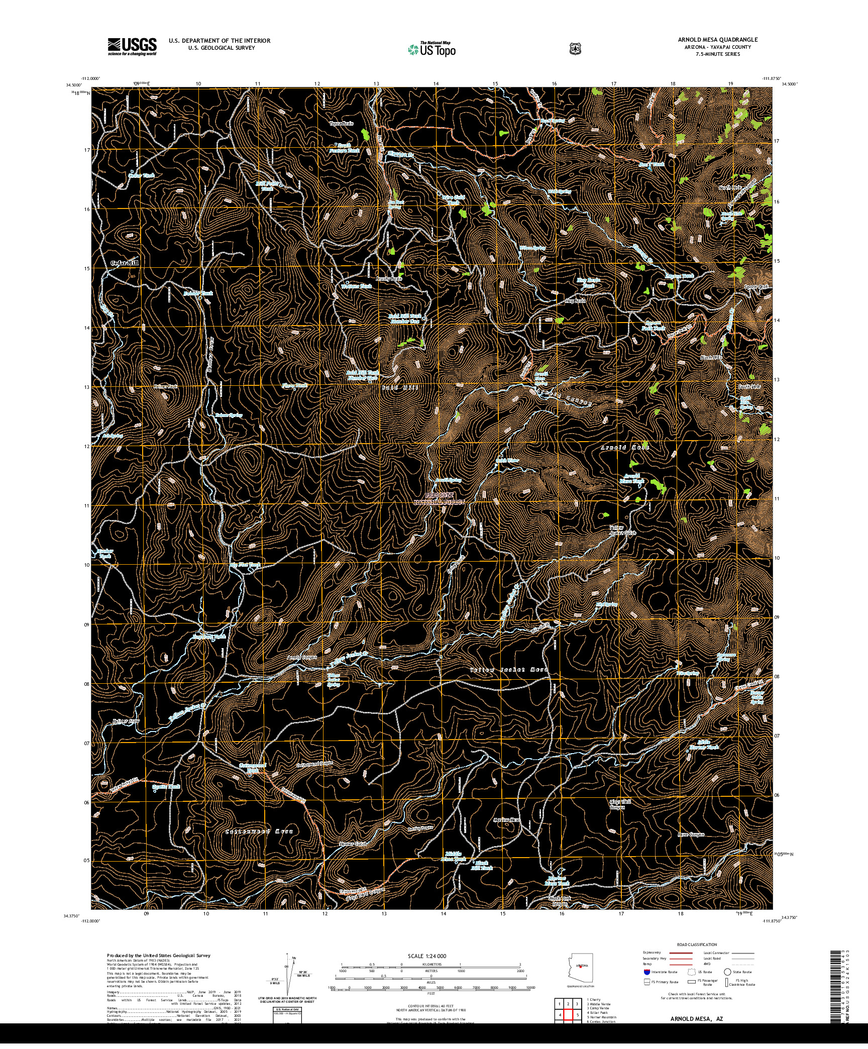 US TOPO 7.5-MINUTE MAP FOR ARNOLD MESA, AZ