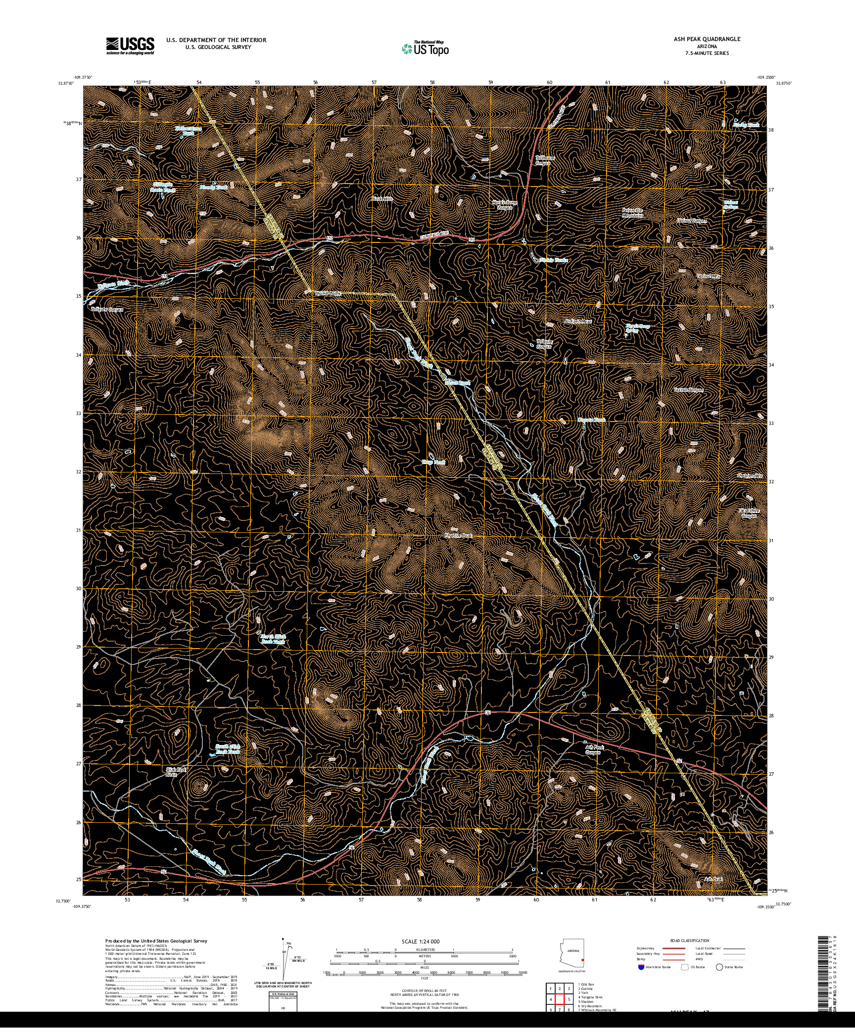 US TOPO 7.5-MINUTE MAP FOR ASH PEAK, AZ