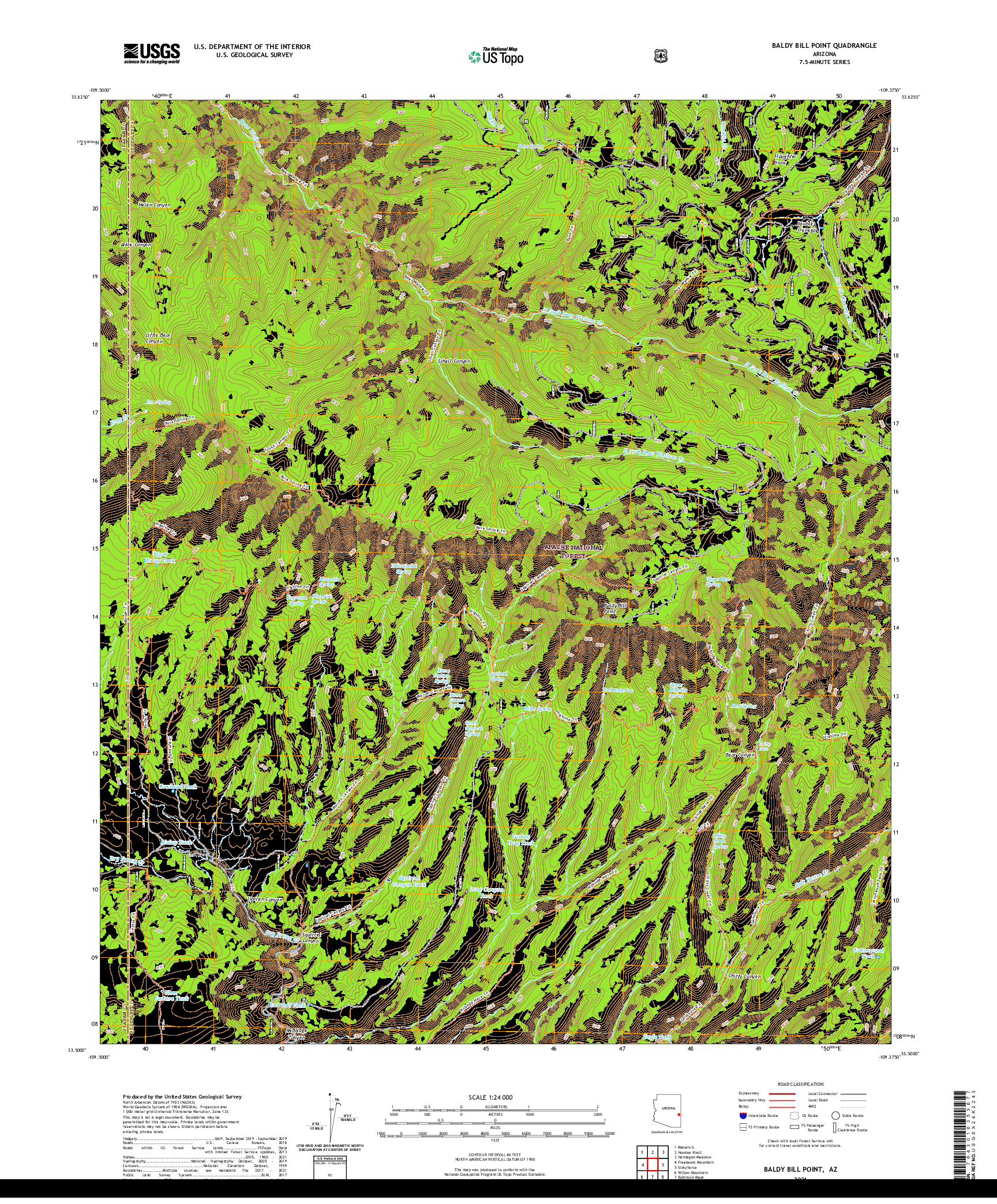 US TOPO 7.5-MINUTE MAP FOR BALDY BILL POINT, AZ