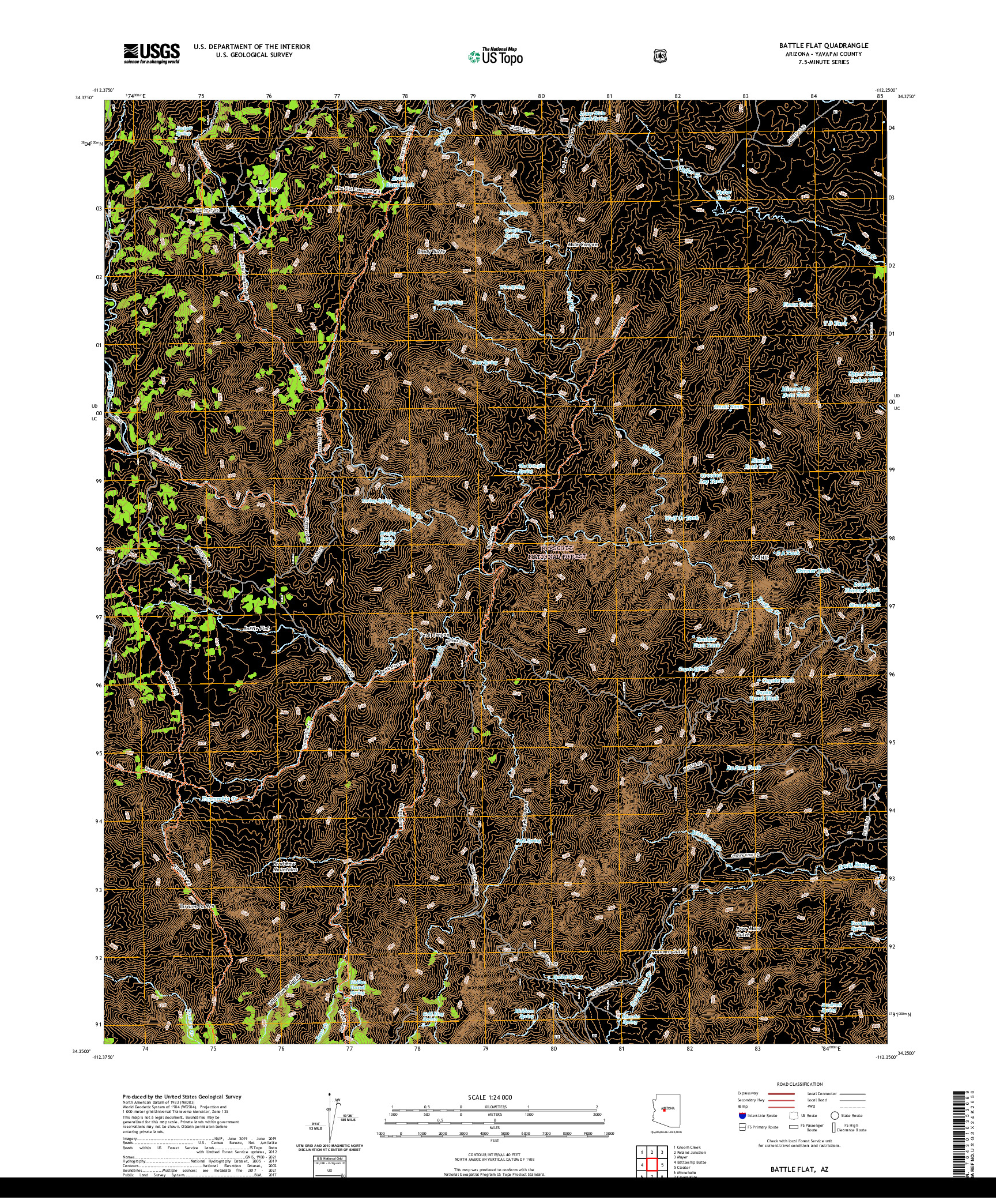 US TOPO 7.5-MINUTE MAP FOR BATTLE FLAT, AZ