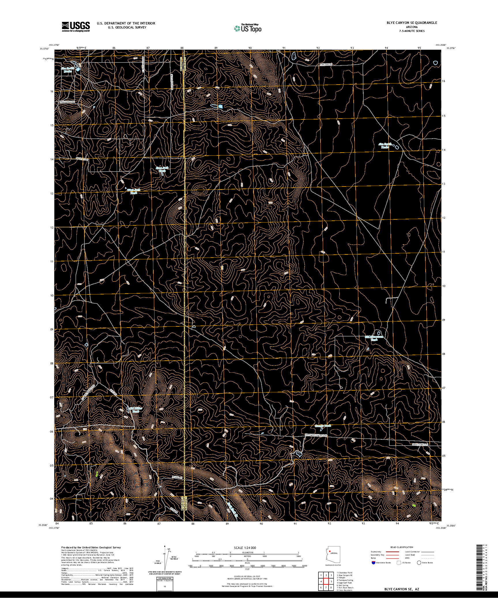 US TOPO 7.5-MINUTE MAP FOR BLYE CANYON SE, AZ