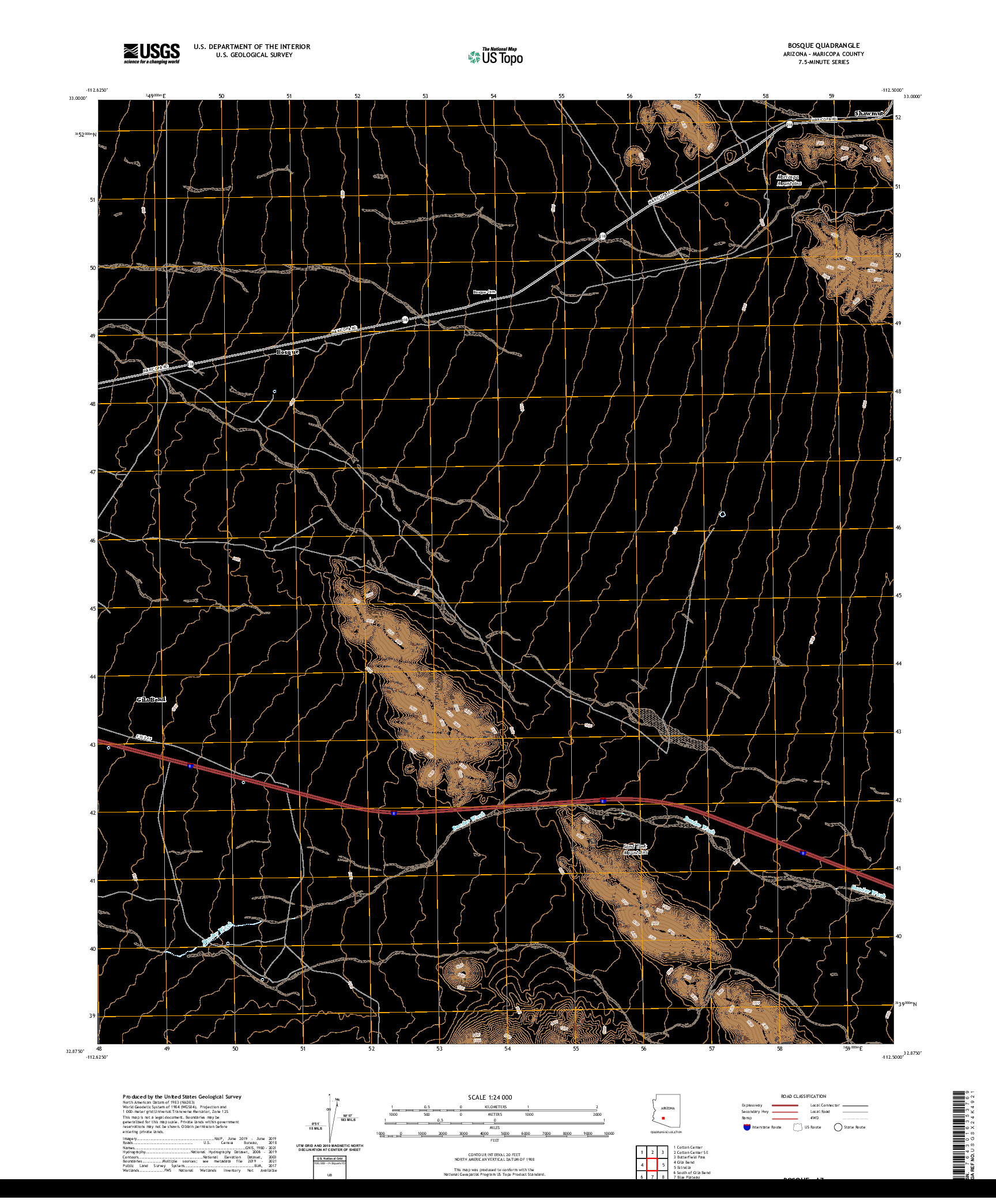 US TOPO 7.5-MINUTE MAP FOR BOSQUE, AZ