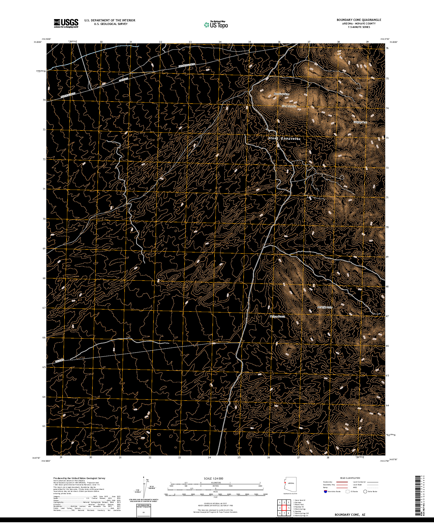 US TOPO 7.5-MINUTE MAP FOR BOUNDARY CONE, AZ