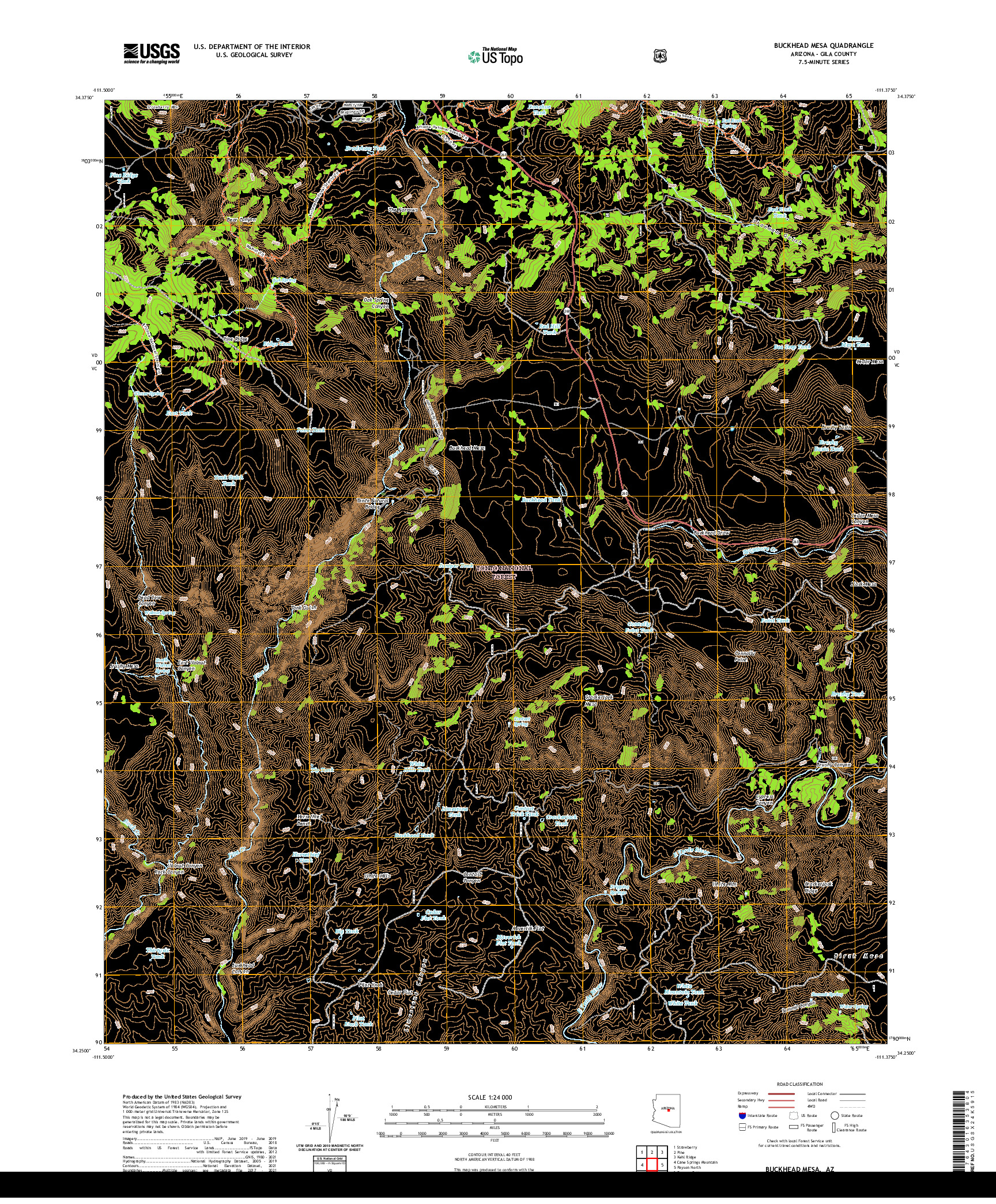 US TOPO 7.5-MINUTE MAP FOR BUCKHEAD MESA, AZ