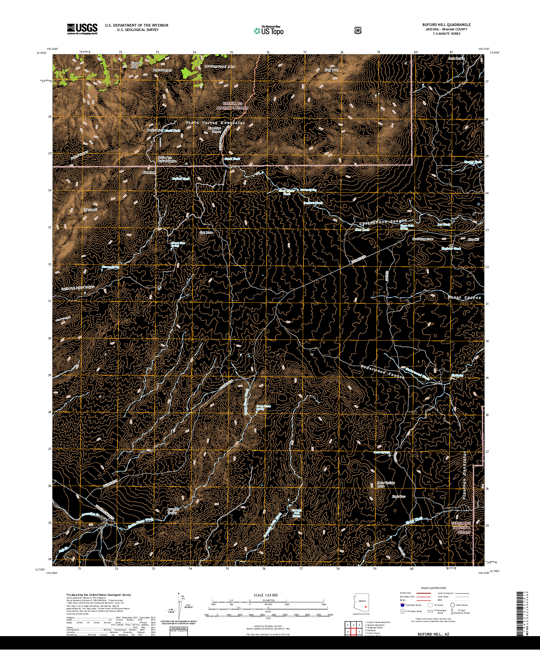 US TOPO 7.5-MINUTE MAP FOR BUFORD HILL, AZ