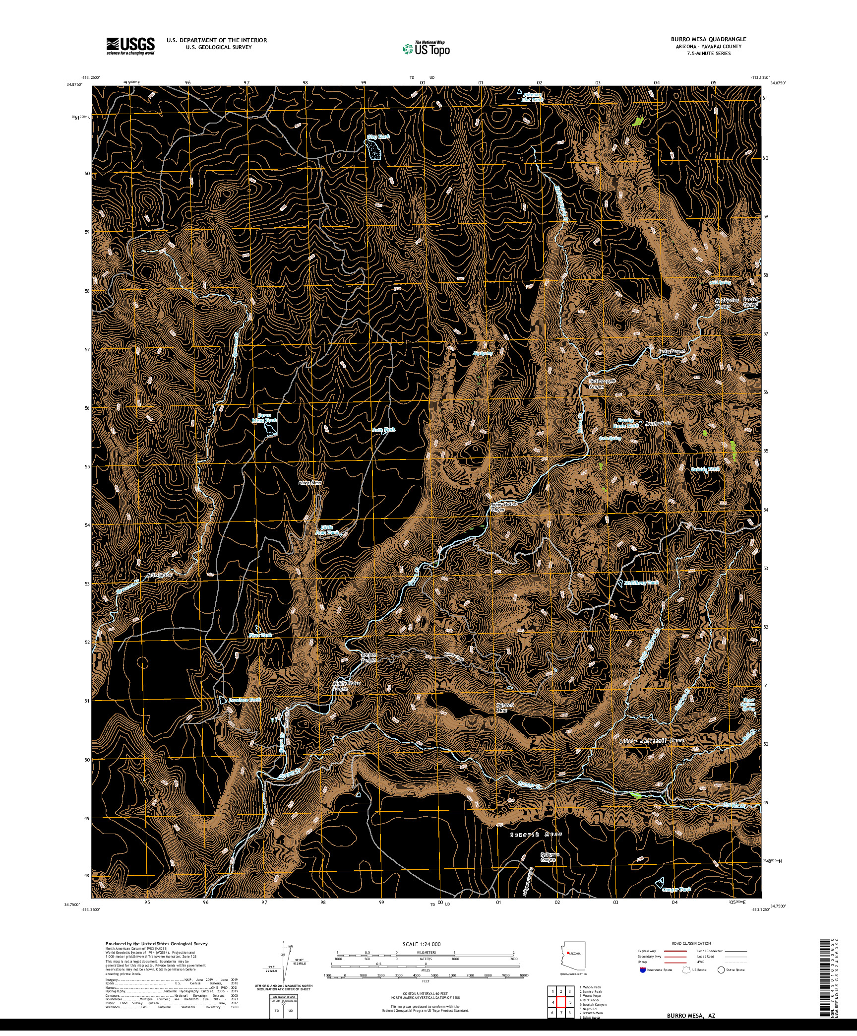 US TOPO 7.5-MINUTE MAP FOR BURRO MESA, AZ