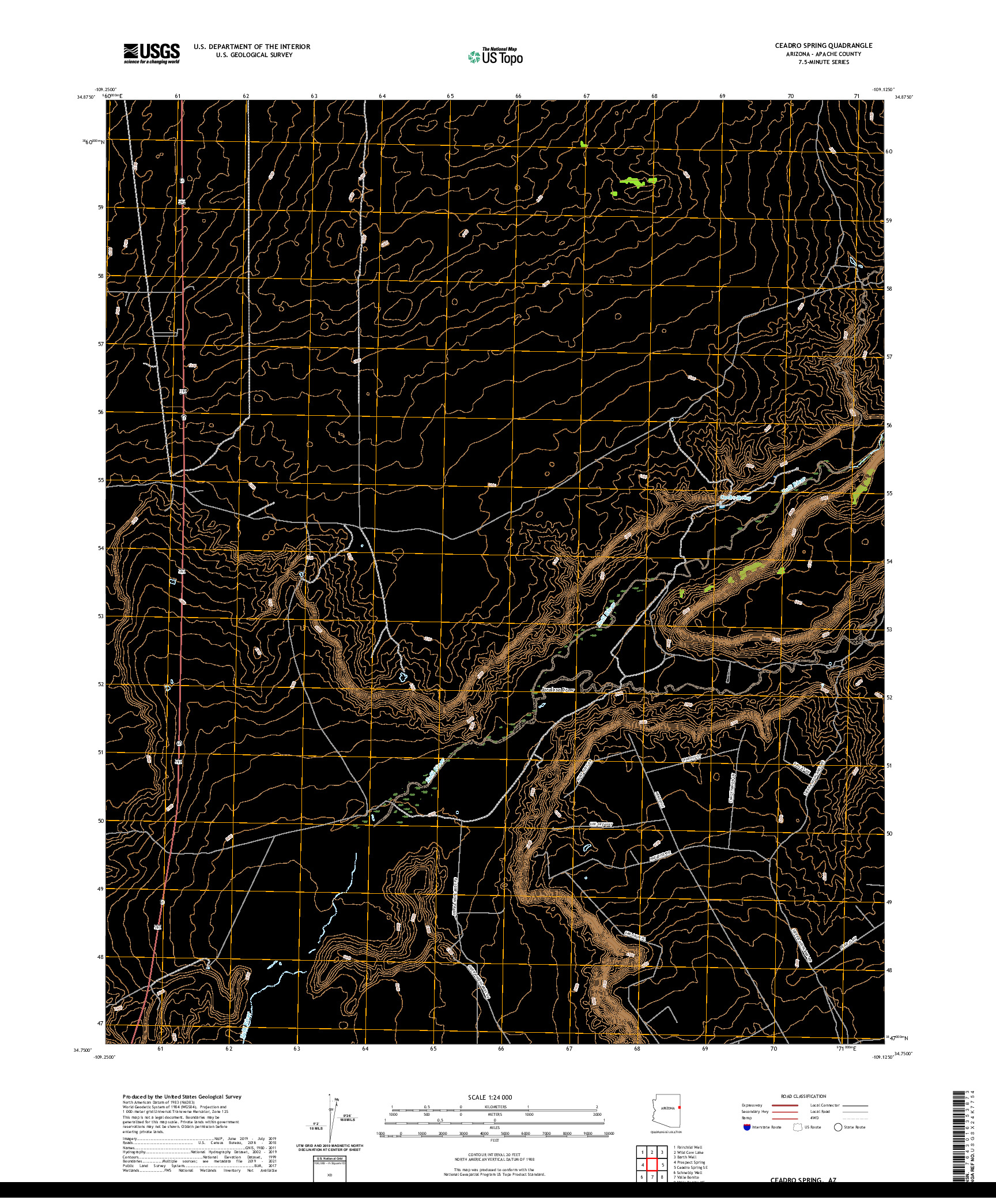 US TOPO 7.5-MINUTE MAP FOR CEADRO SPRING, AZ