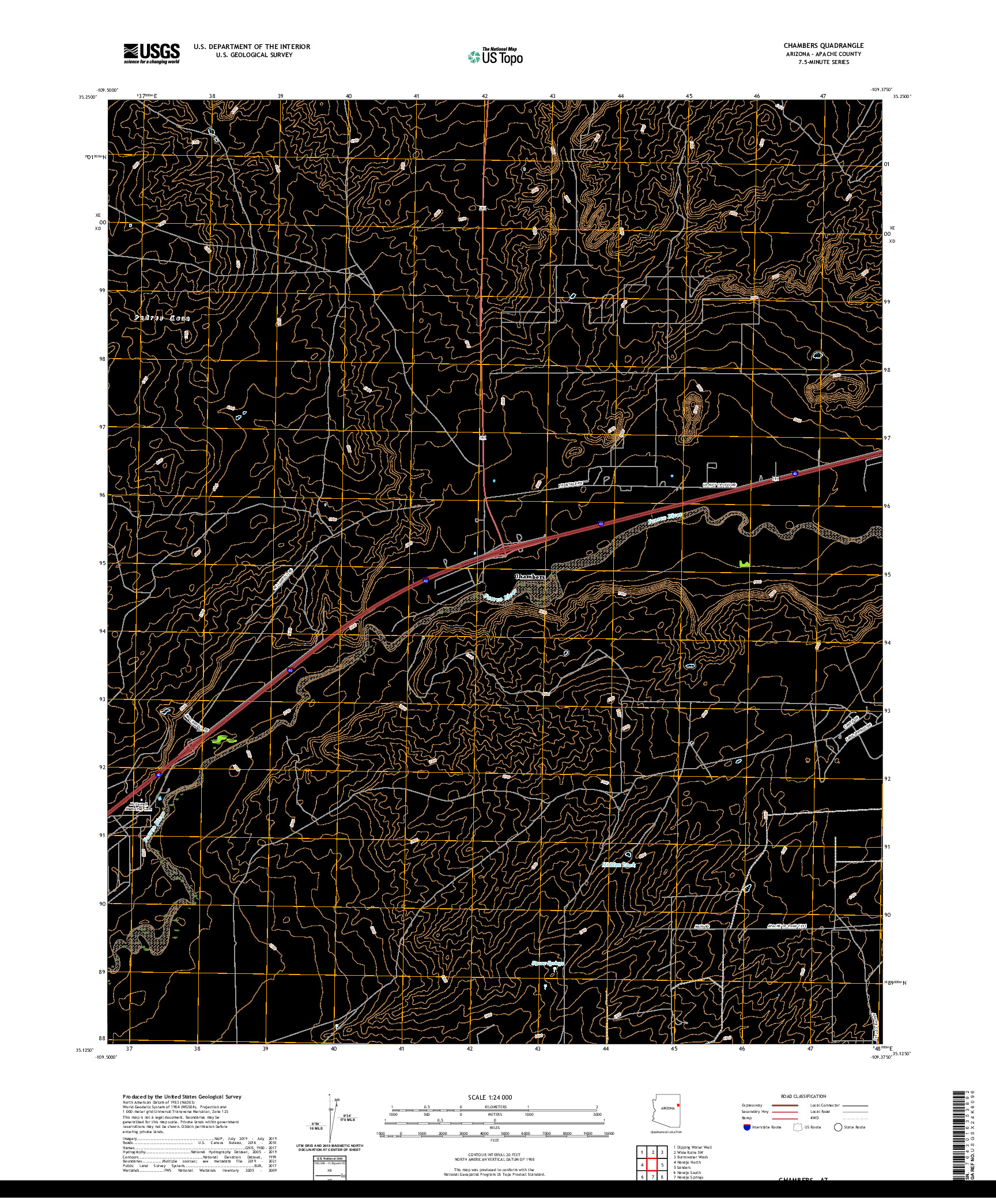 US TOPO 7.5-MINUTE MAP FOR CHAMBERS, AZ