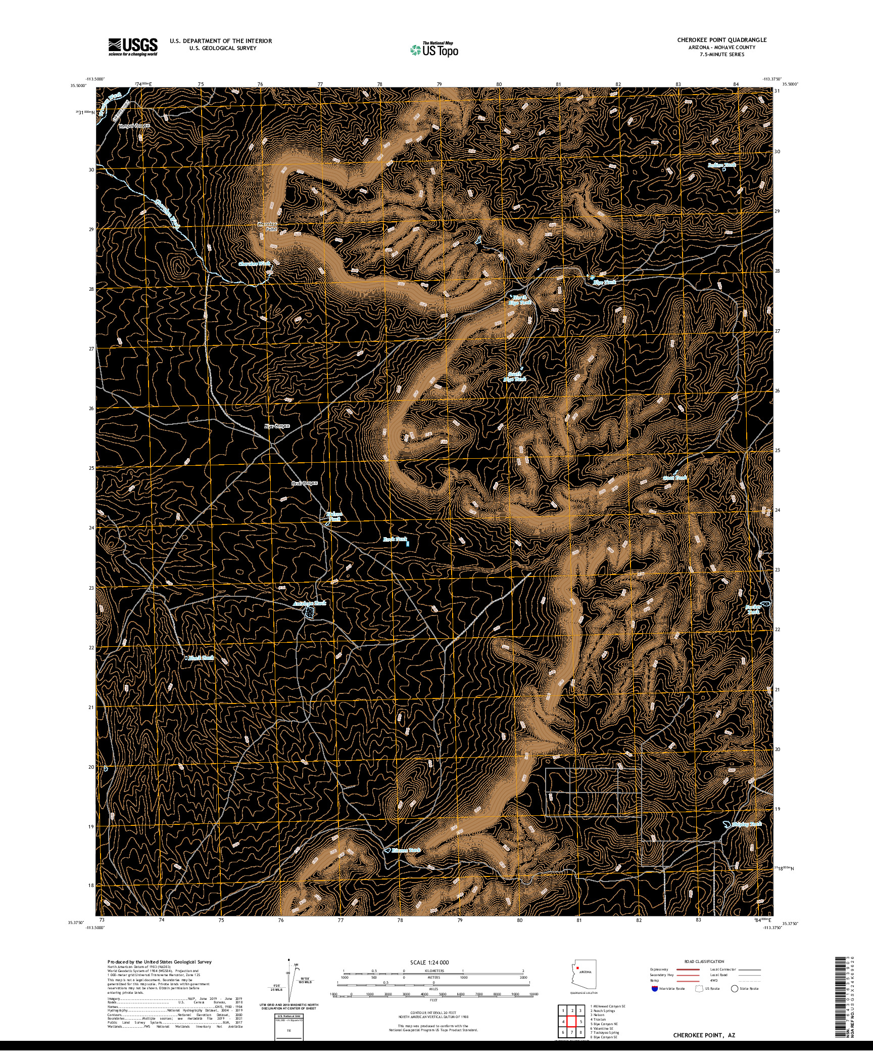 US TOPO 7.5-MINUTE MAP FOR CHEROKEE POINT, AZ