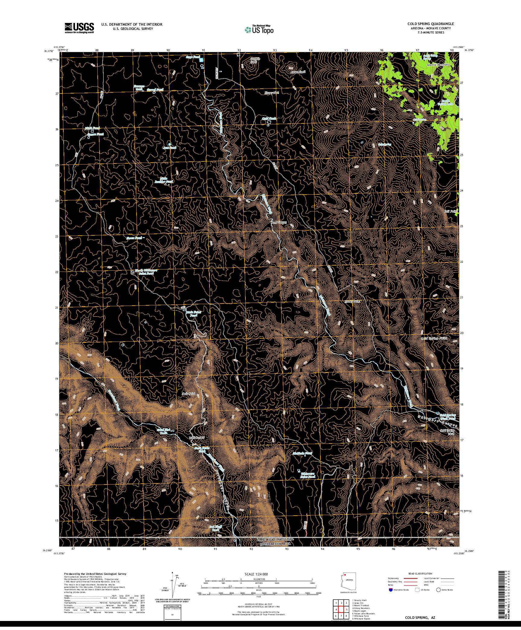 US TOPO 7.5-MINUTE MAP FOR COLD SPRING, AZ