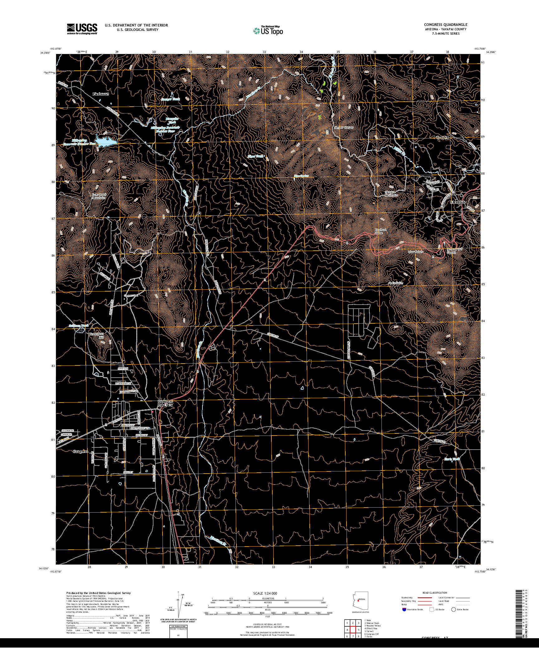 US TOPO 7.5-MINUTE MAP FOR CONGRESS, AZ