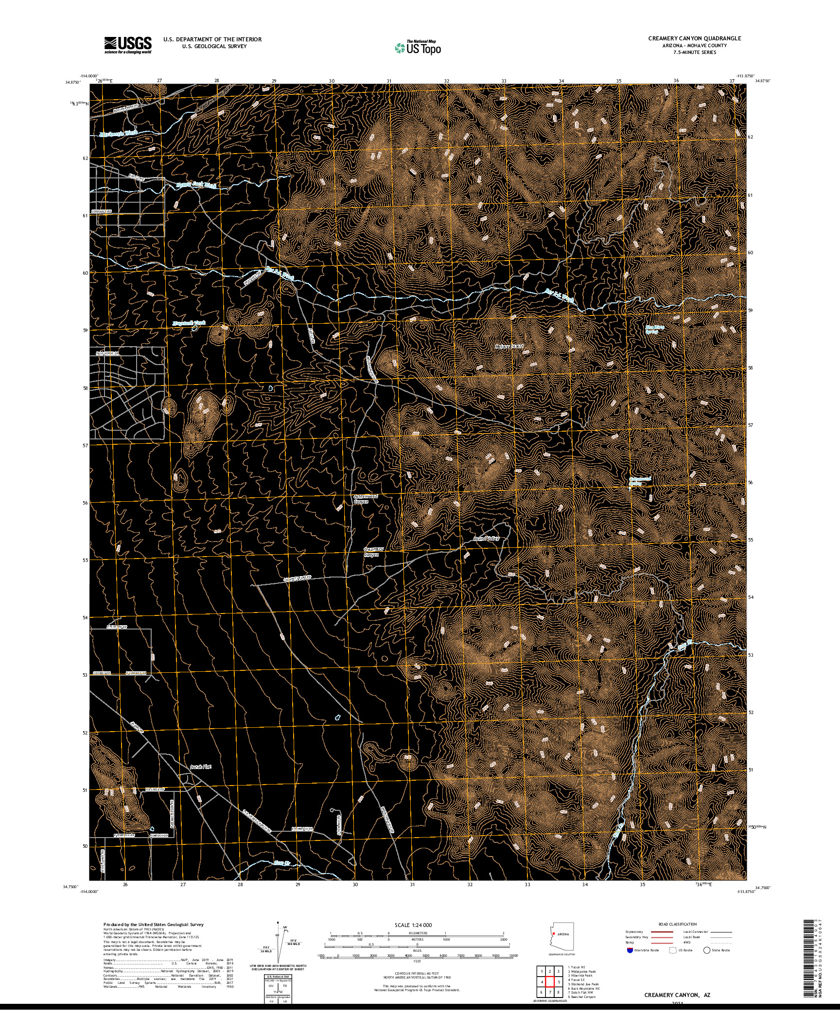 US TOPO 7.5-MINUTE MAP FOR CREAMERY CANYON, AZ