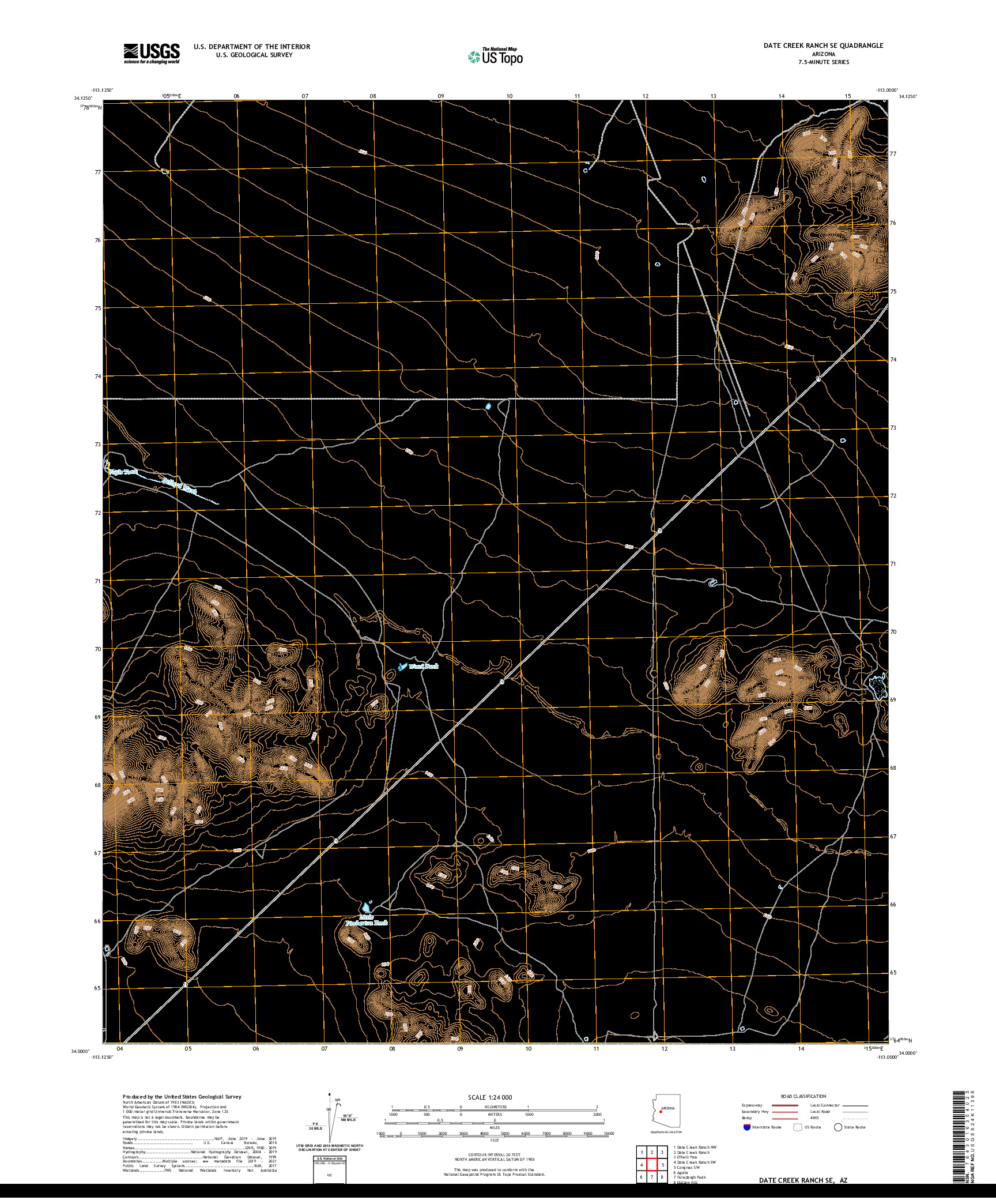 US TOPO 7.5-MINUTE MAP FOR DATE CREEK RANCH SE, AZ