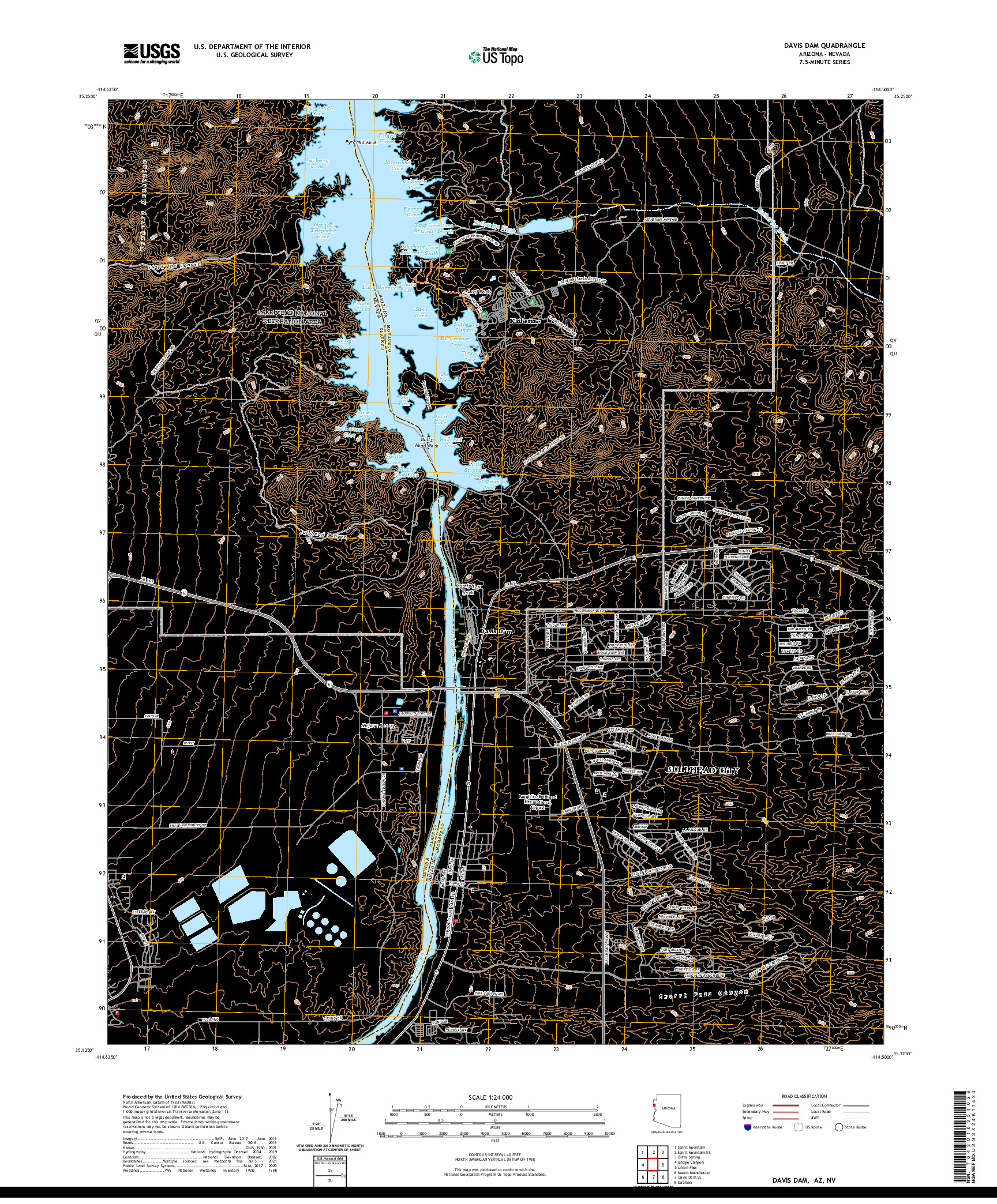 US TOPO 7.5-MINUTE MAP FOR DAVIS DAM, AZ,NV