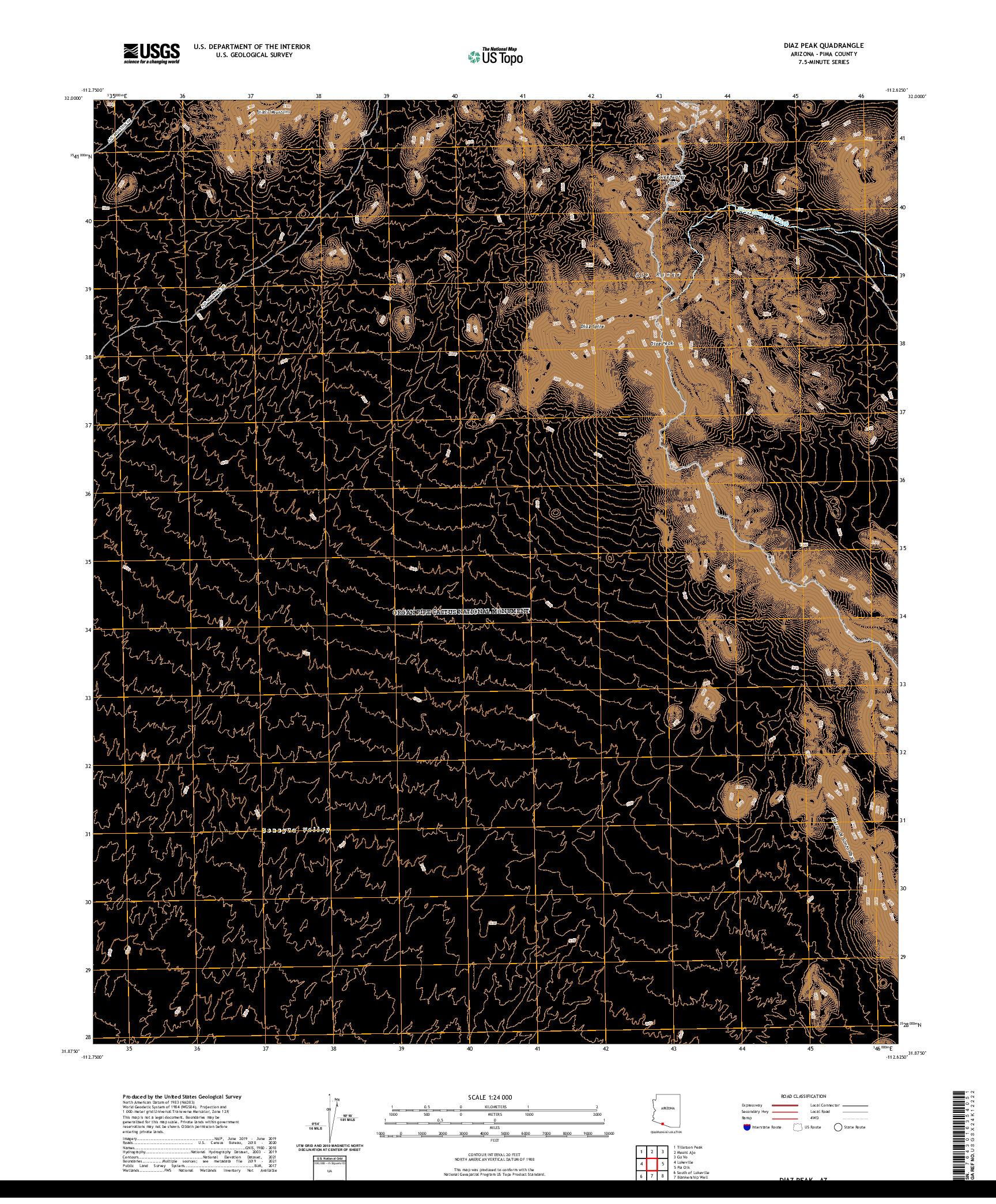 US TOPO 7.5-MINUTE MAP FOR DIAZ PEAK, AZ