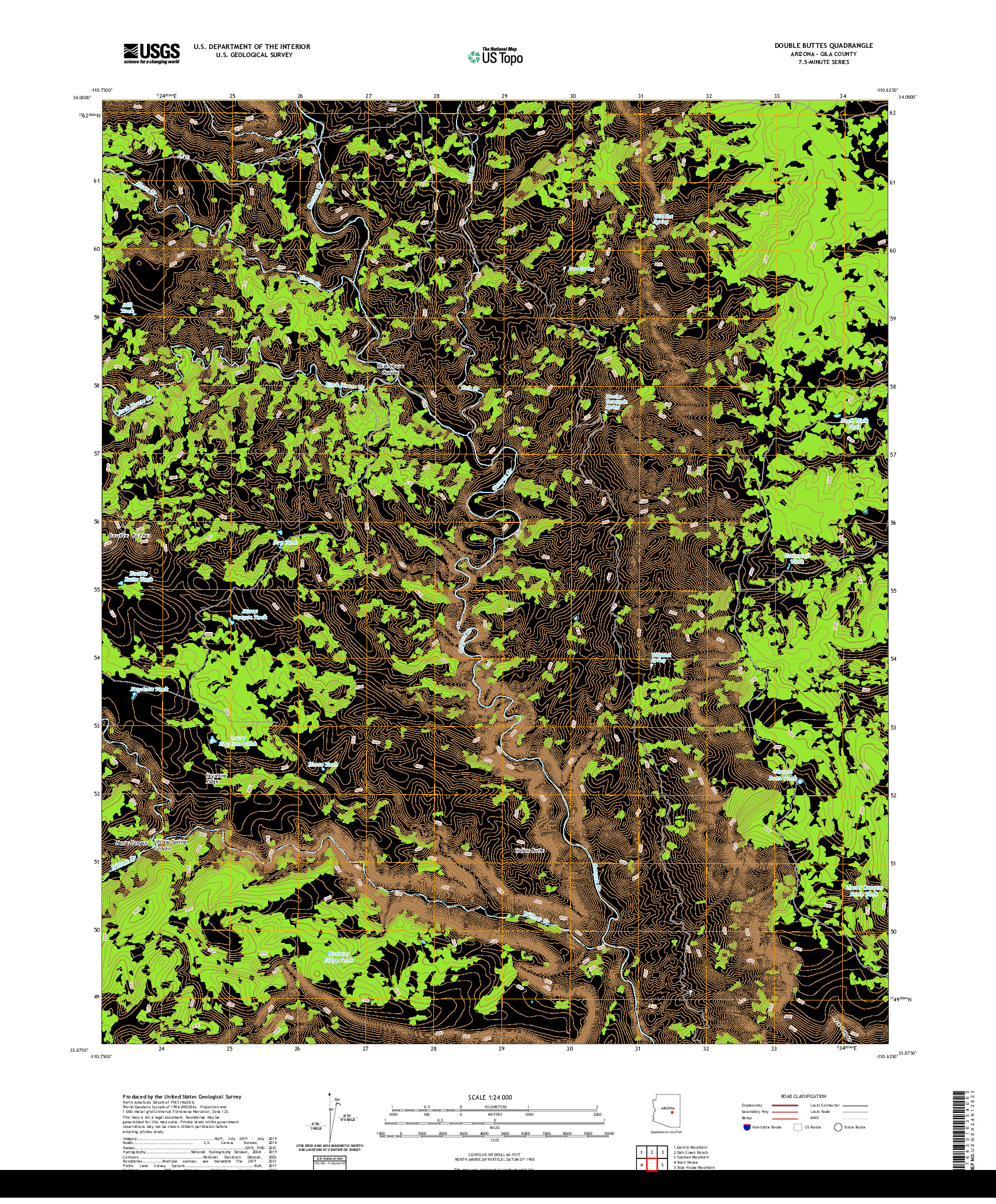 US TOPO 7.5-MINUTE MAP FOR DOUBLE BUTTES, AZ