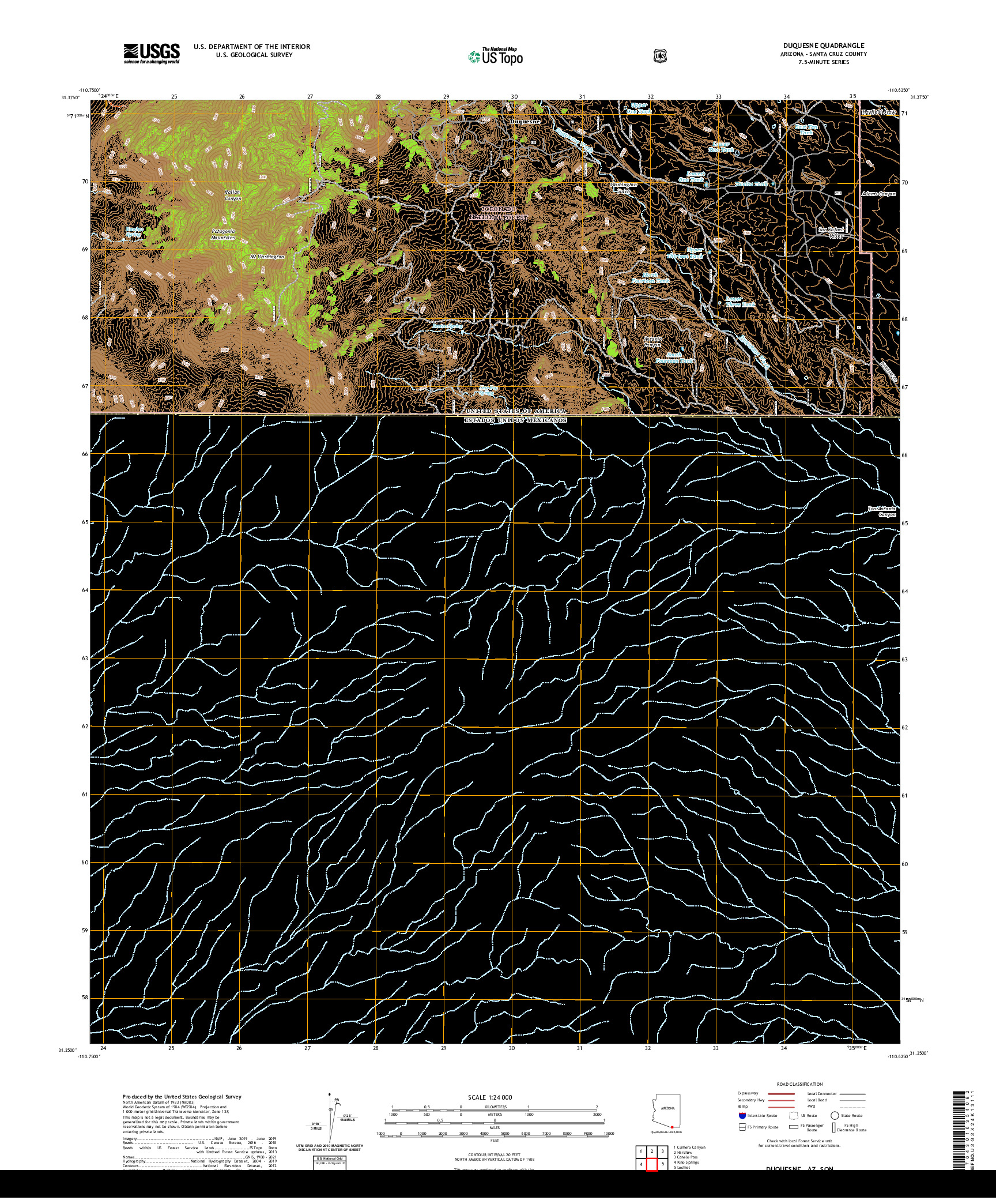 US TOPO 7.5-MINUTE MAP FOR DUQUESNE, AZ,SON