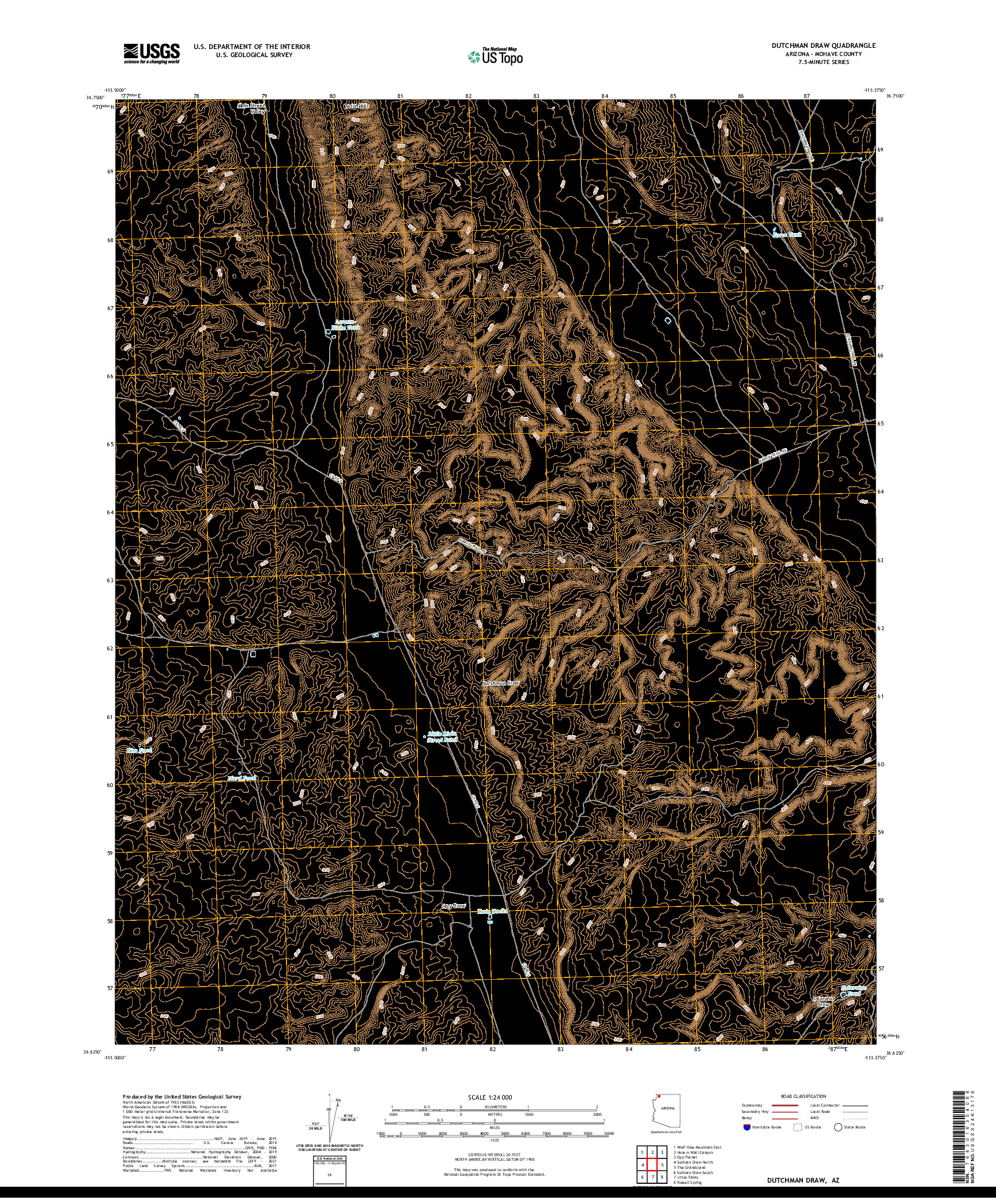 US TOPO 7.5-MINUTE MAP FOR DUTCHMAN DRAW, AZ