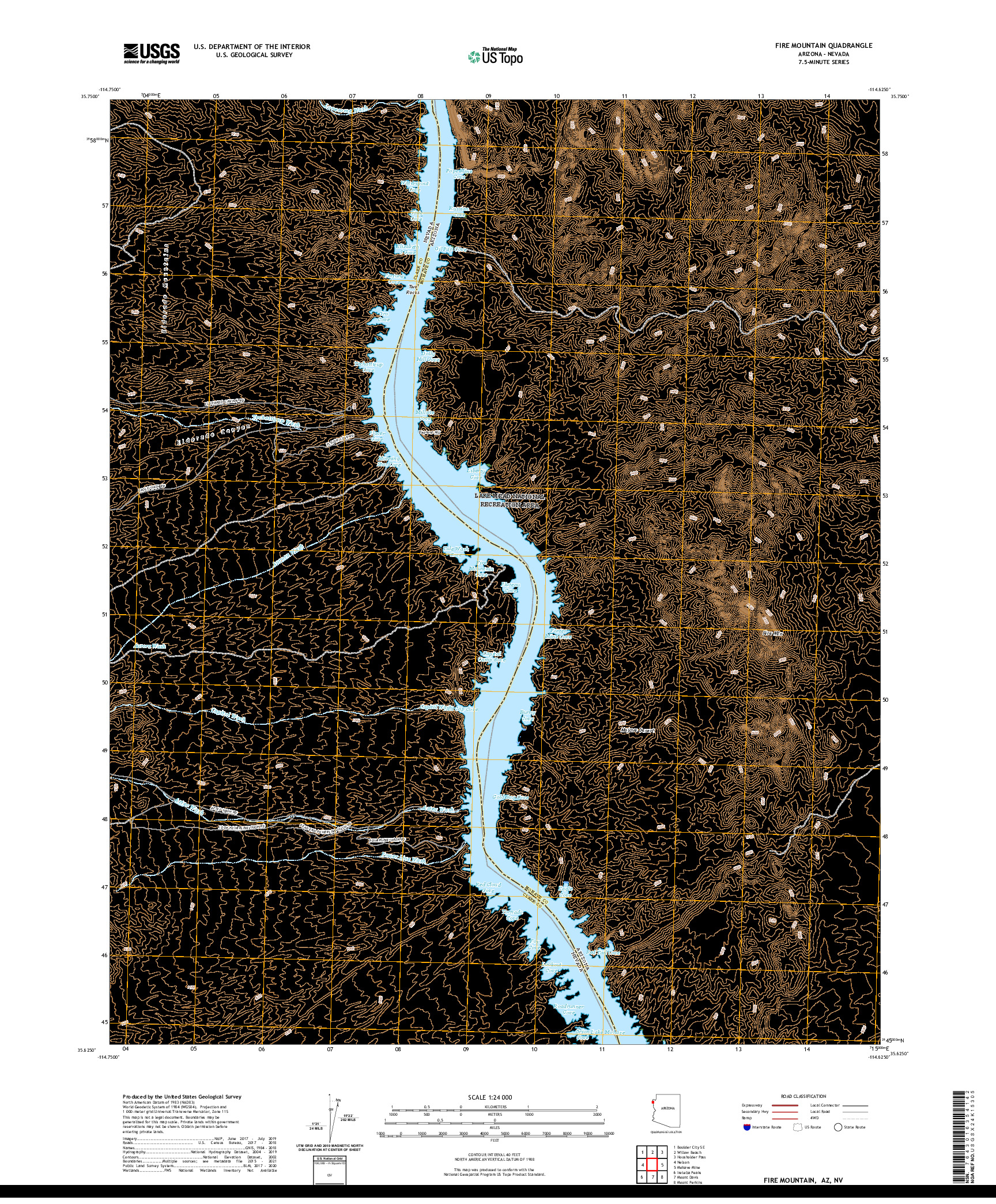 US TOPO 7.5-MINUTE MAP FOR FIRE MOUNTAIN, AZ,NV