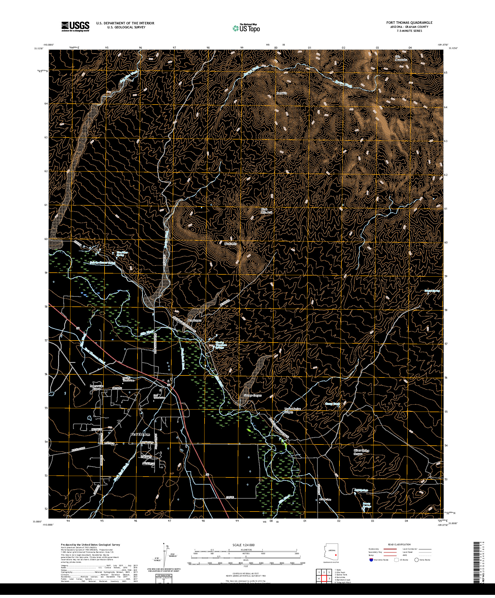 US TOPO 7.5-MINUTE MAP FOR FORT THOMAS, AZ