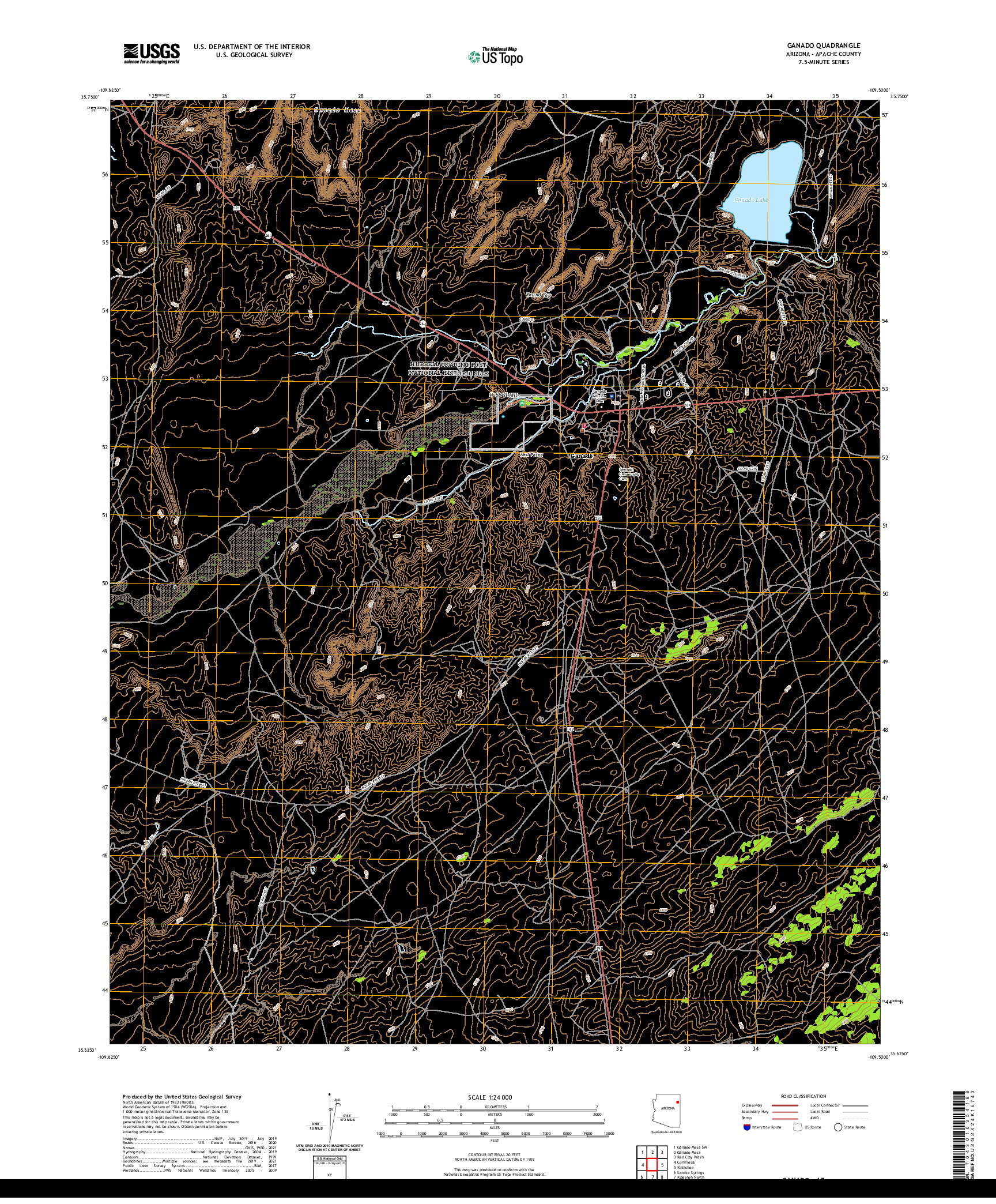 US TOPO 7.5-MINUTE MAP FOR GANADO, AZ