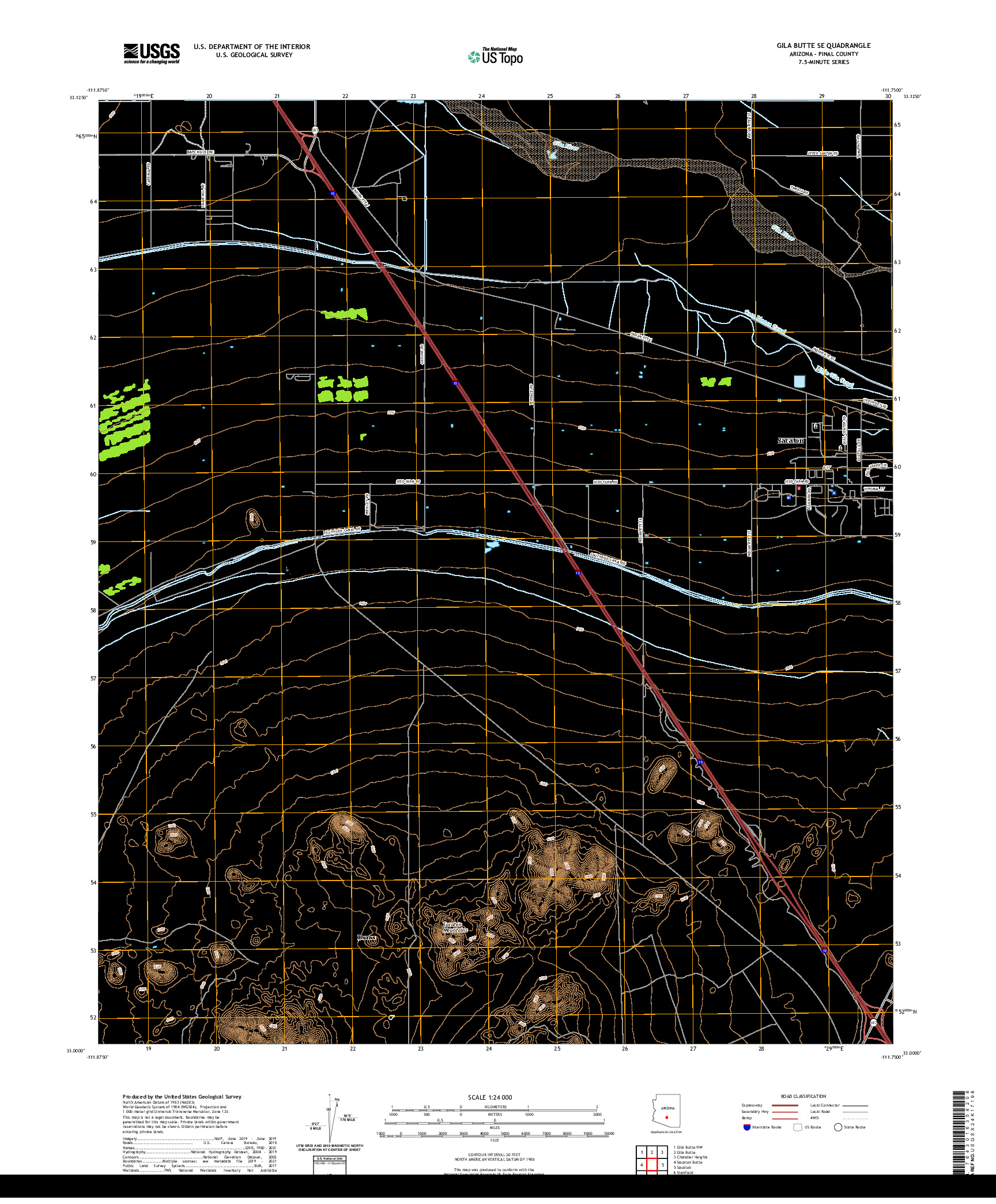 US TOPO 7.5-MINUTE MAP FOR GILA BUTTE SE, AZ