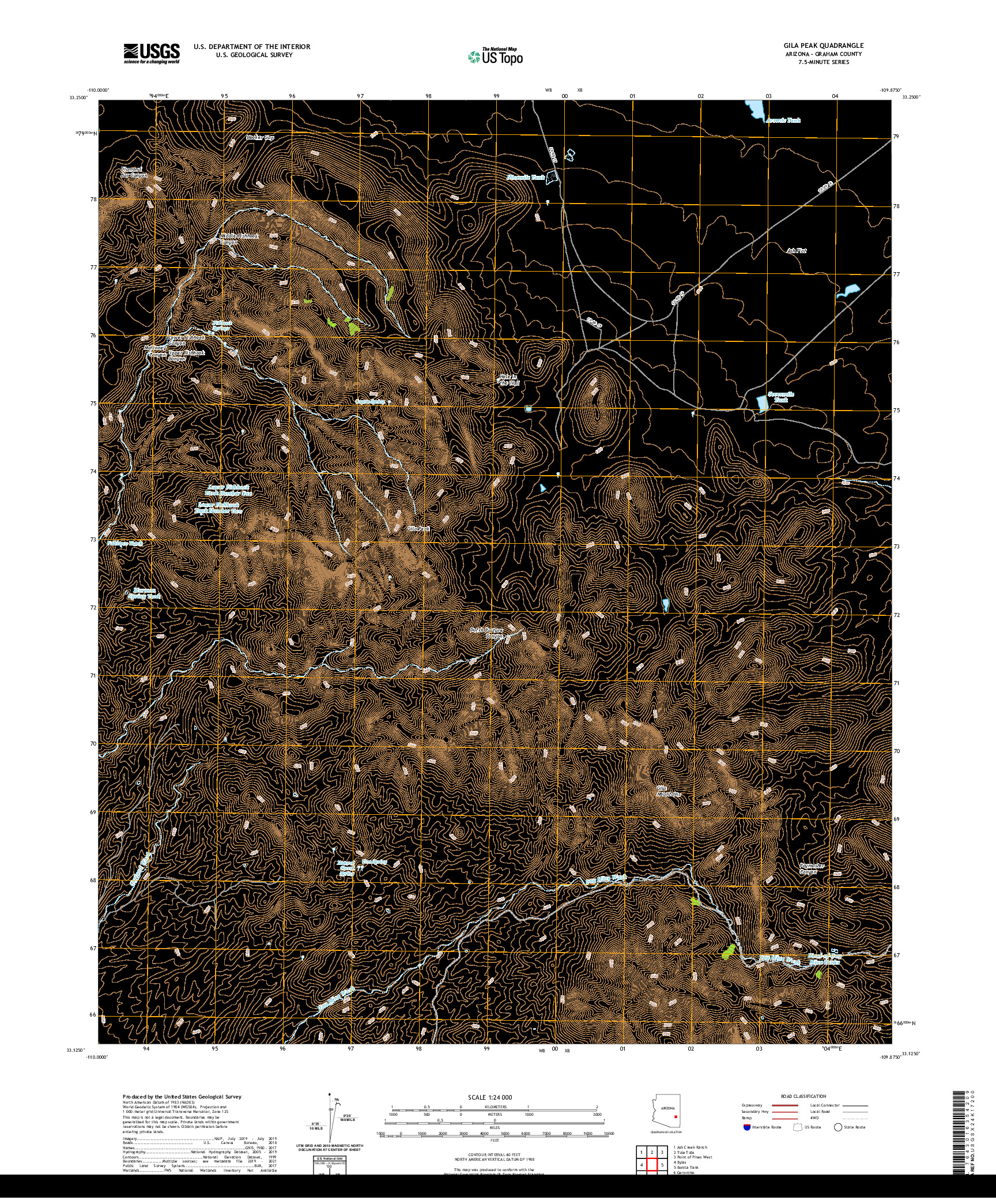 US TOPO 7.5-MINUTE MAP FOR GILA PEAK, AZ