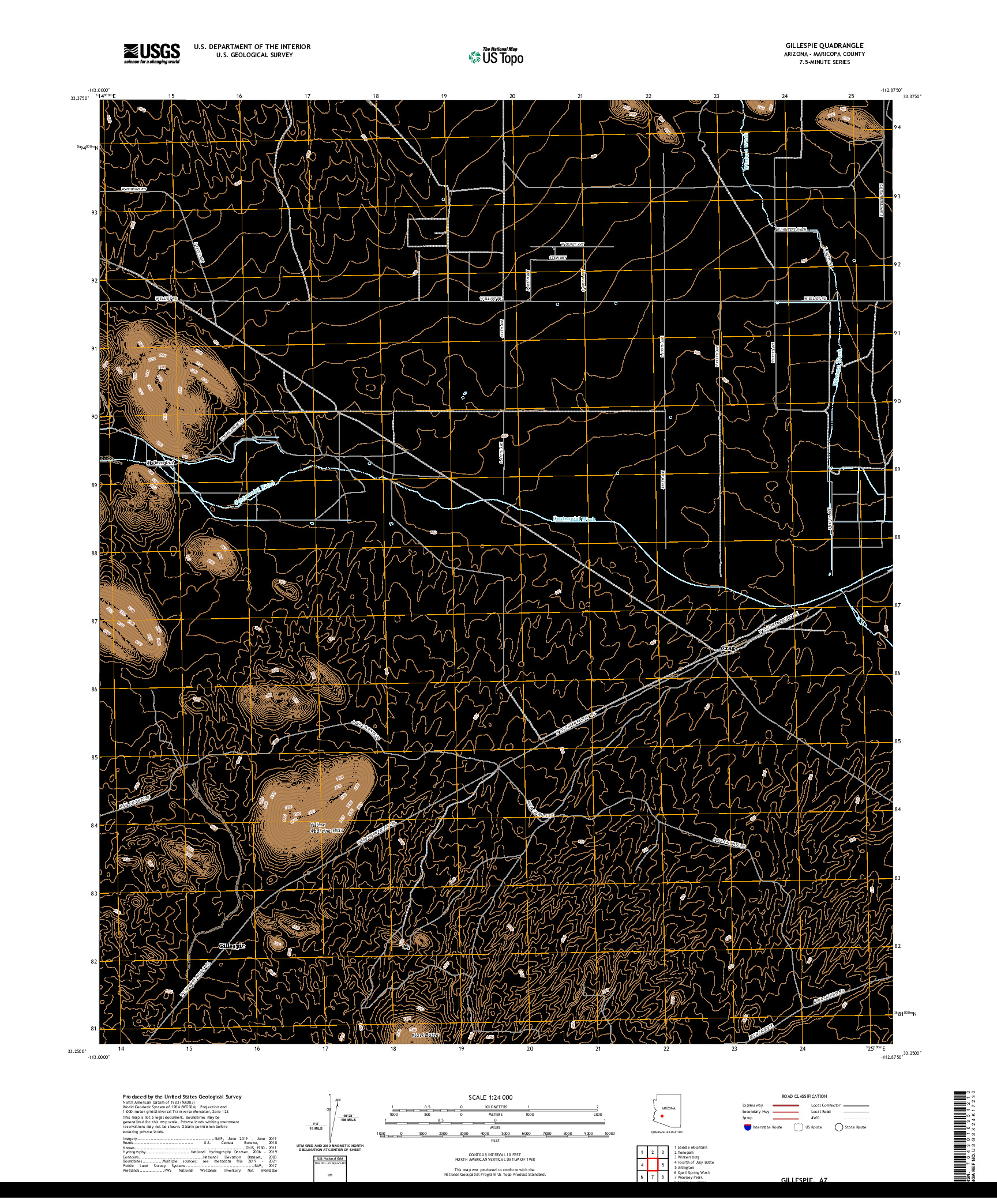 US TOPO 7.5-MINUTE MAP FOR GILLESPIE, AZ