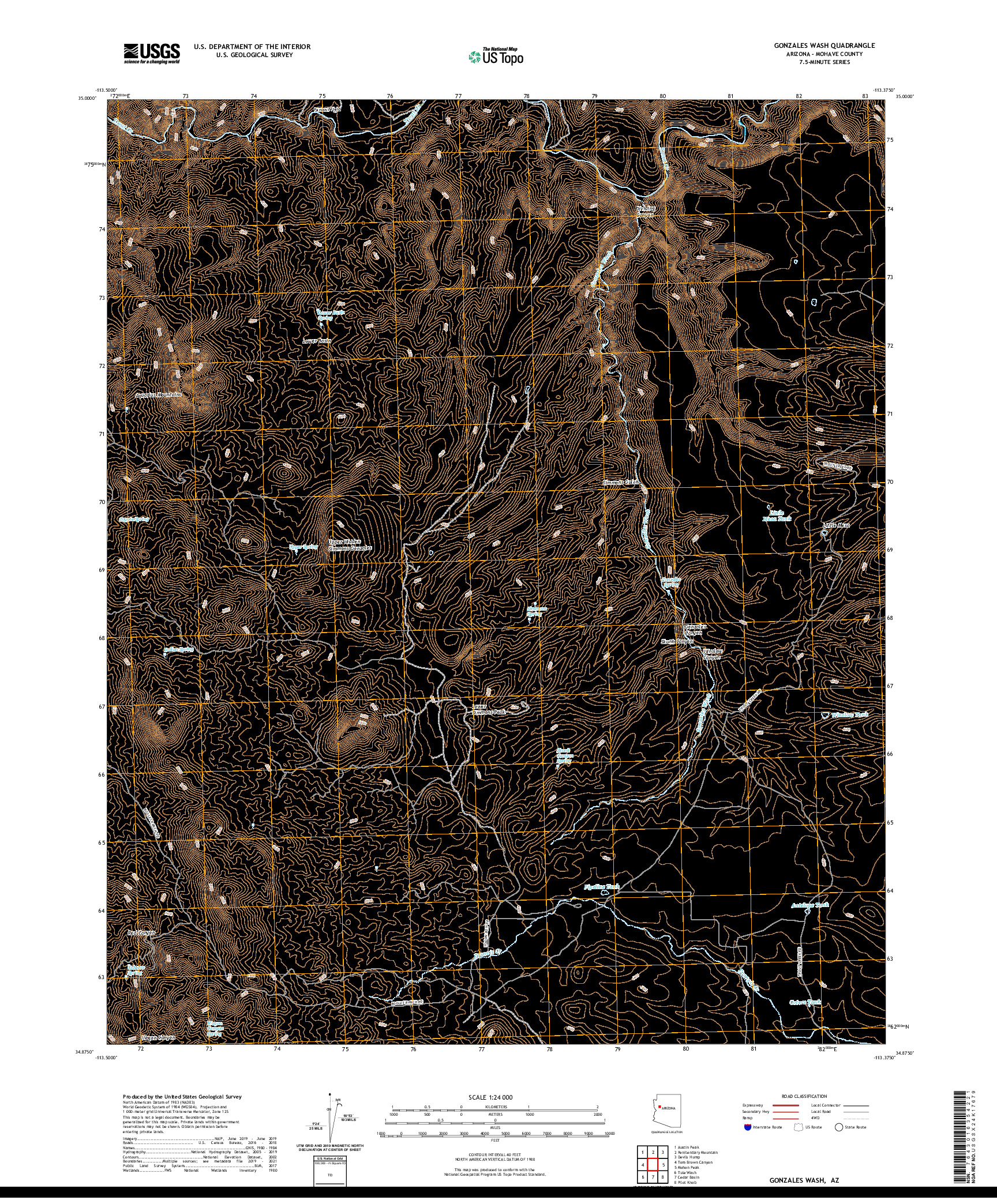 US TOPO 7.5-MINUTE MAP FOR GONZALES WASH, AZ