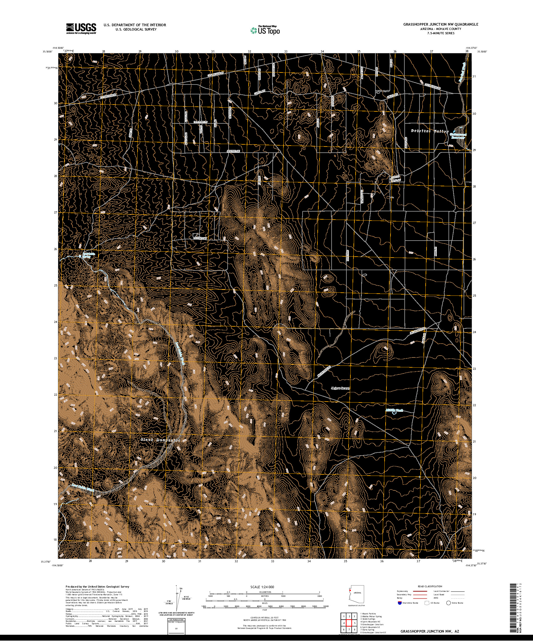 US TOPO 7.5-MINUTE MAP FOR GRASSHOPPER JUNCTION NW, AZ