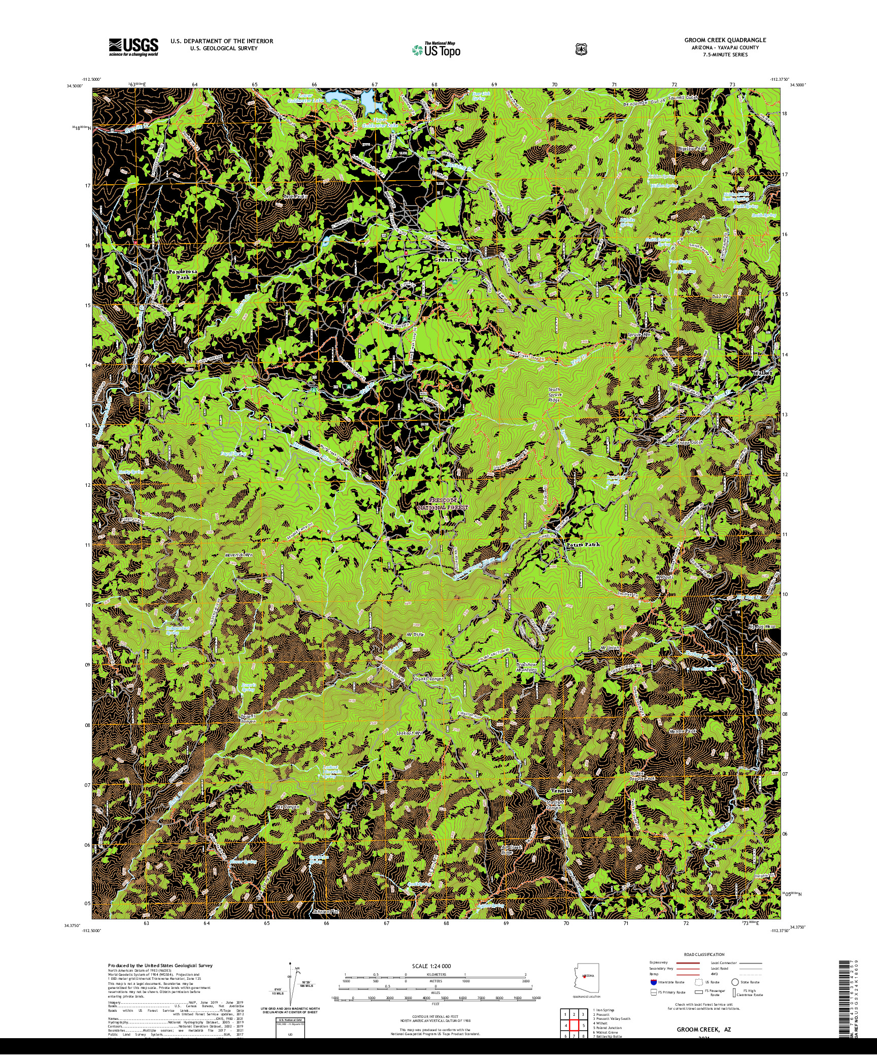 US TOPO 7.5-MINUTE MAP FOR GROOM CREEK, AZ