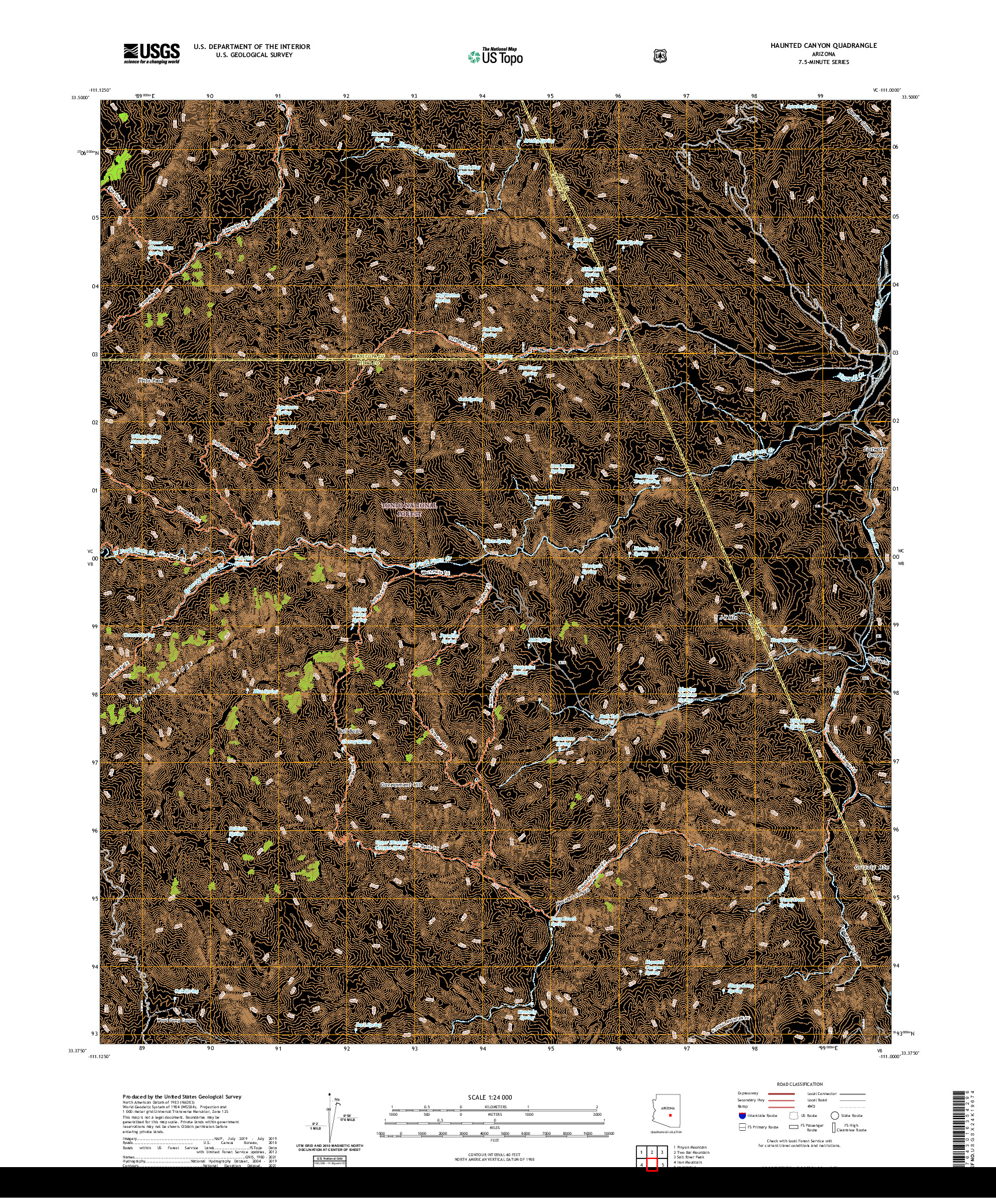 US TOPO 7.5-MINUTE MAP FOR HAUNTED CANYON, AZ