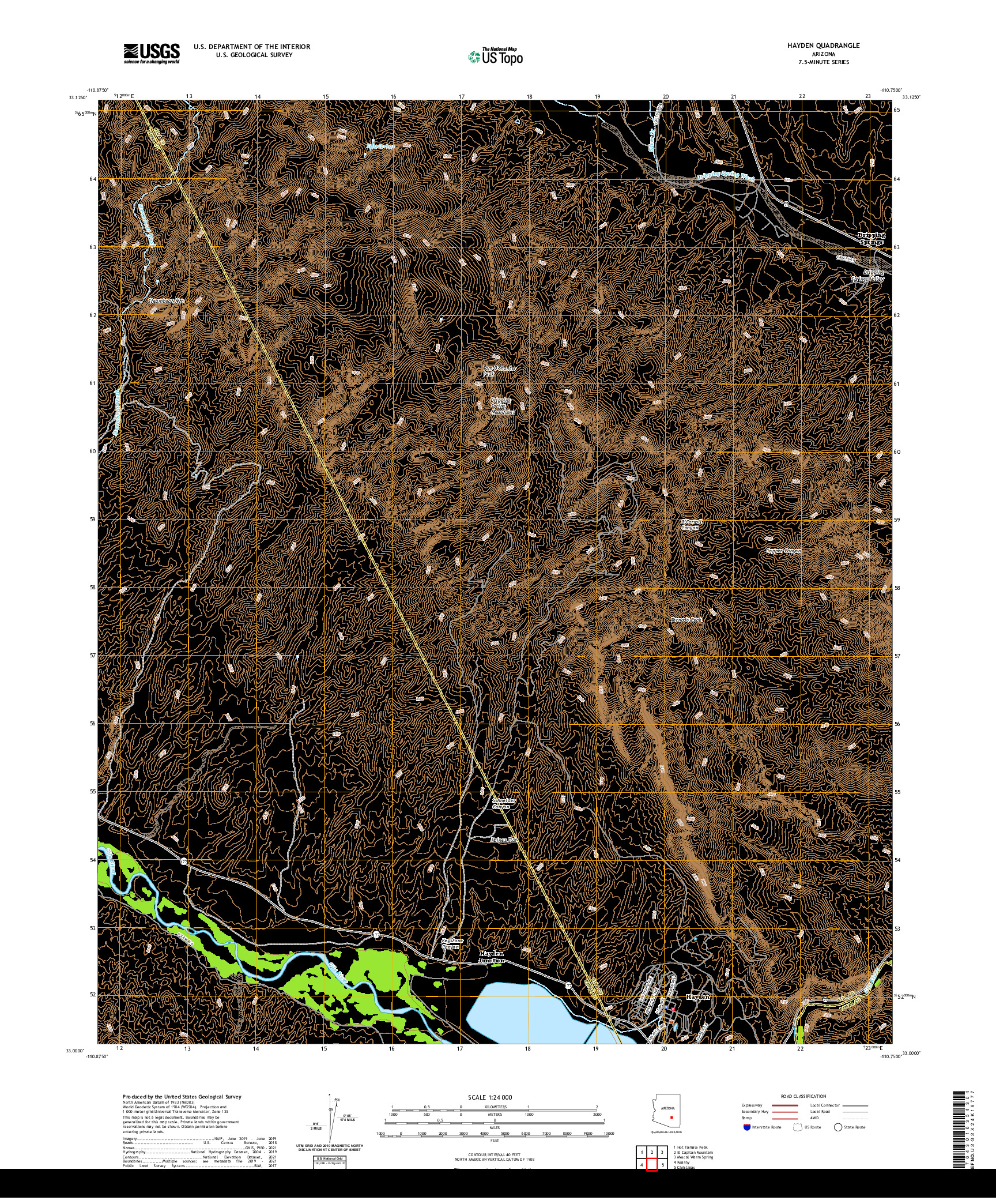 US TOPO 7.5-MINUTE MAP FOR HAYDEN, AZ