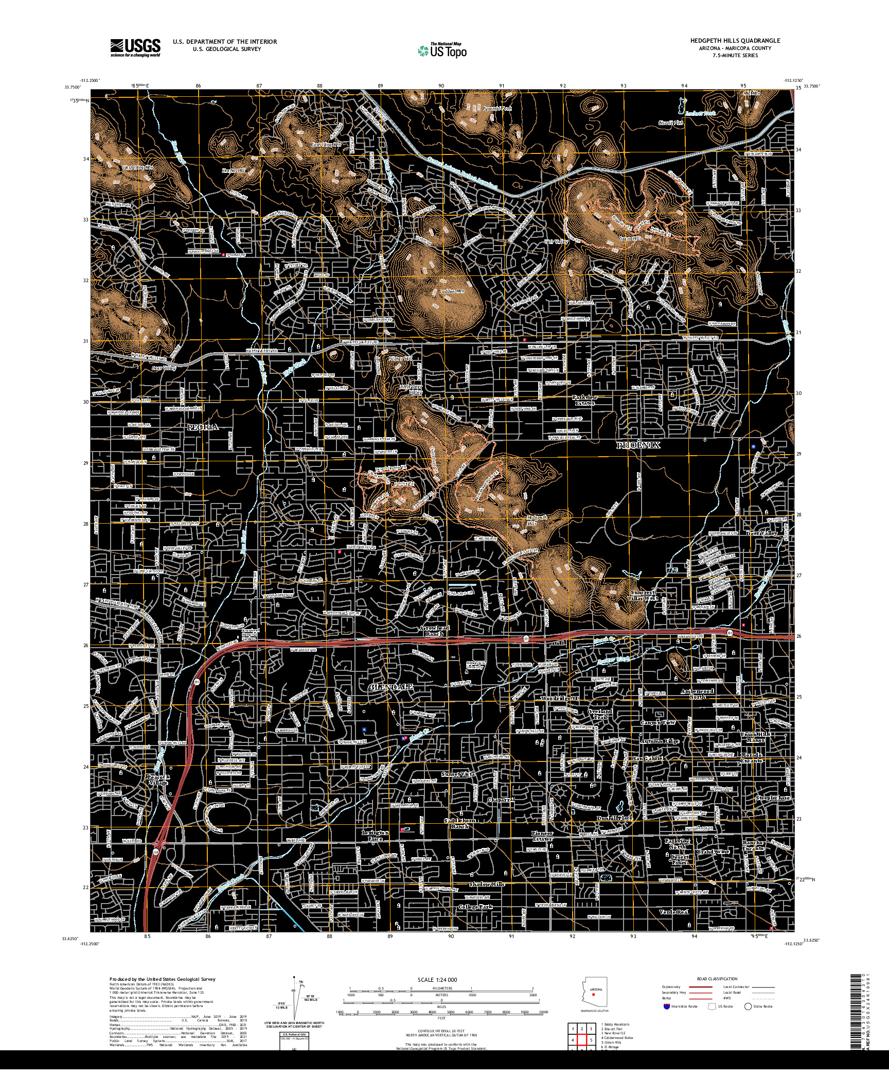 US TOPO 7.5-MINUTE MAP FOR HEDGPETH HILLS, AZ