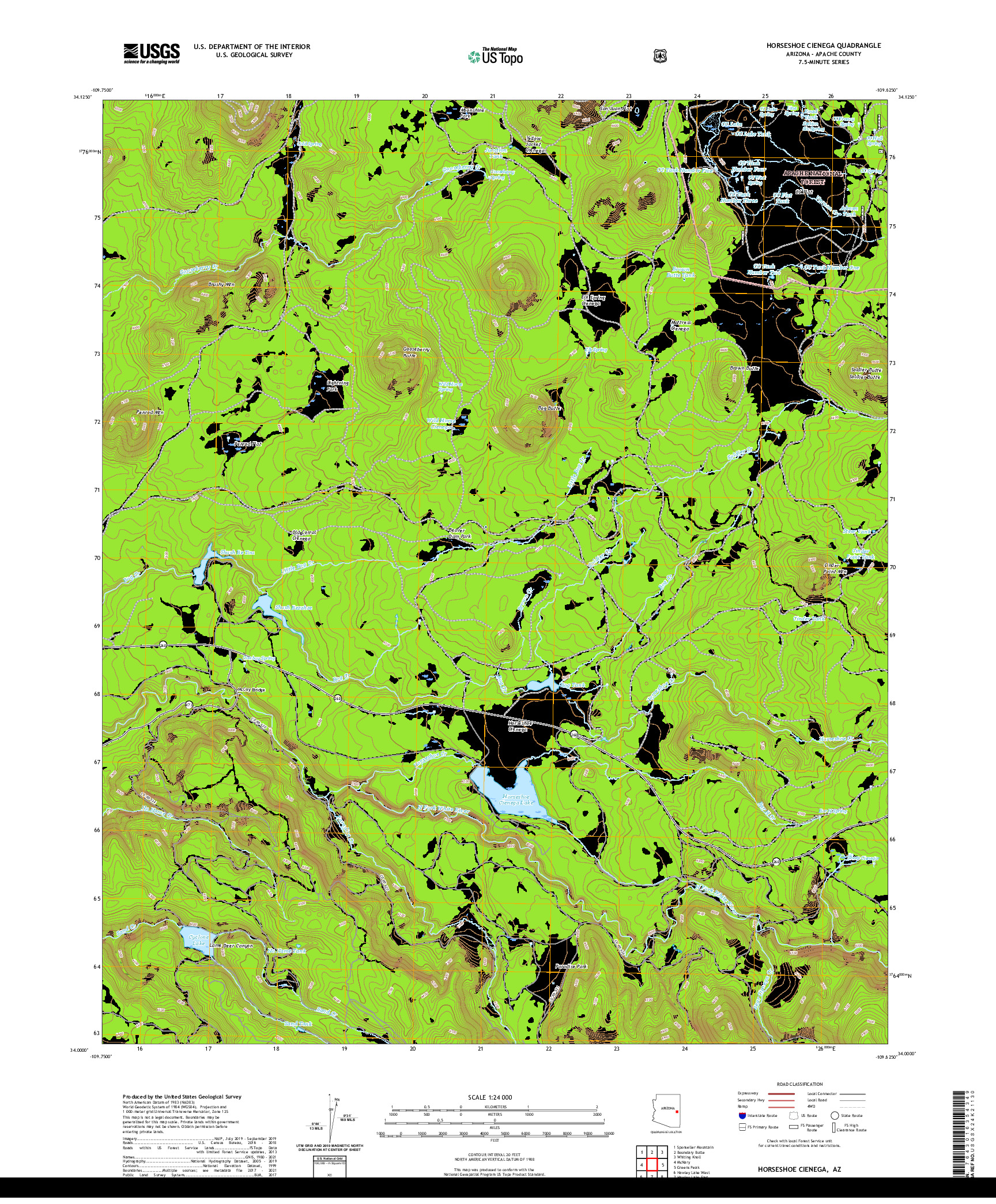 US TOPO 7.5-MINUTE MAP FOR HORSESHOE CIENEGA, AZ