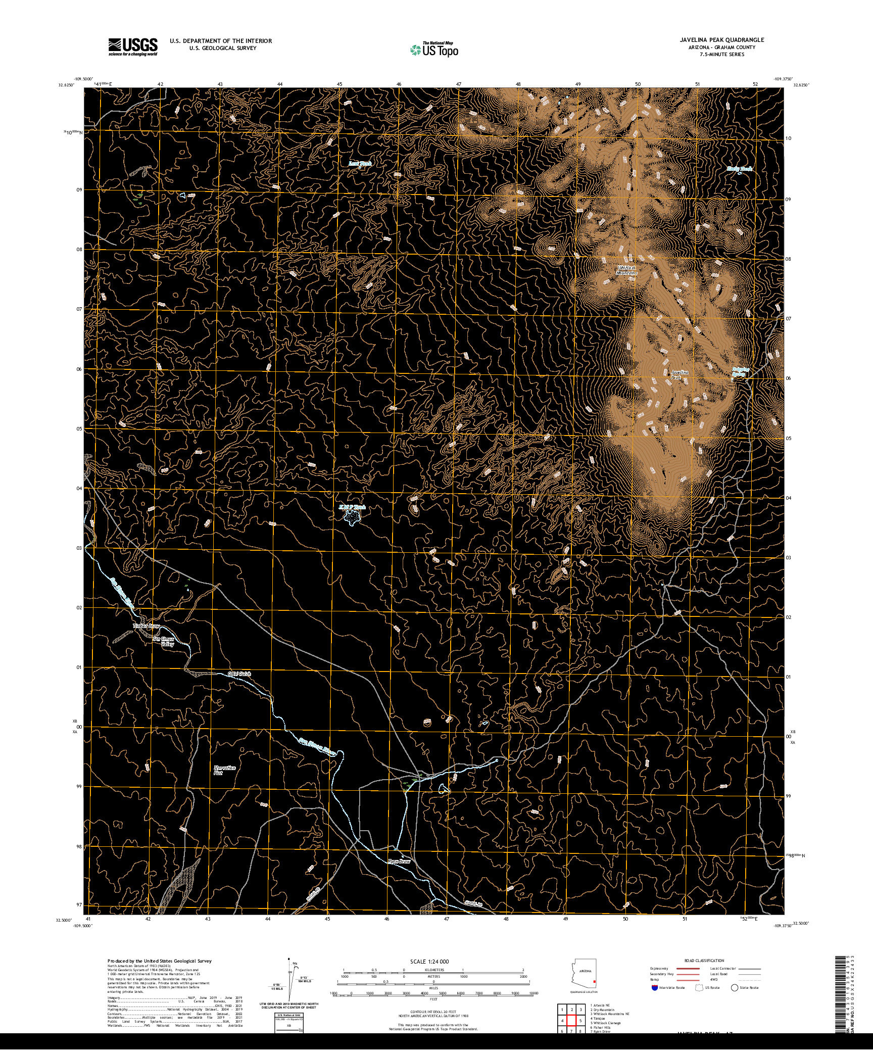 US TOPO 7.5-MINUTE MAP FOR JAVELINA PEAK, AZ