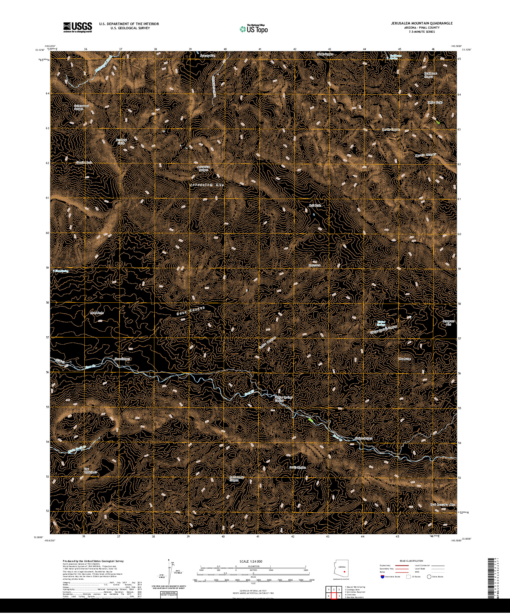 US TOPO 7.5-MINUTE MAP FOR JERUSALEM MOUNTAIN, AZ