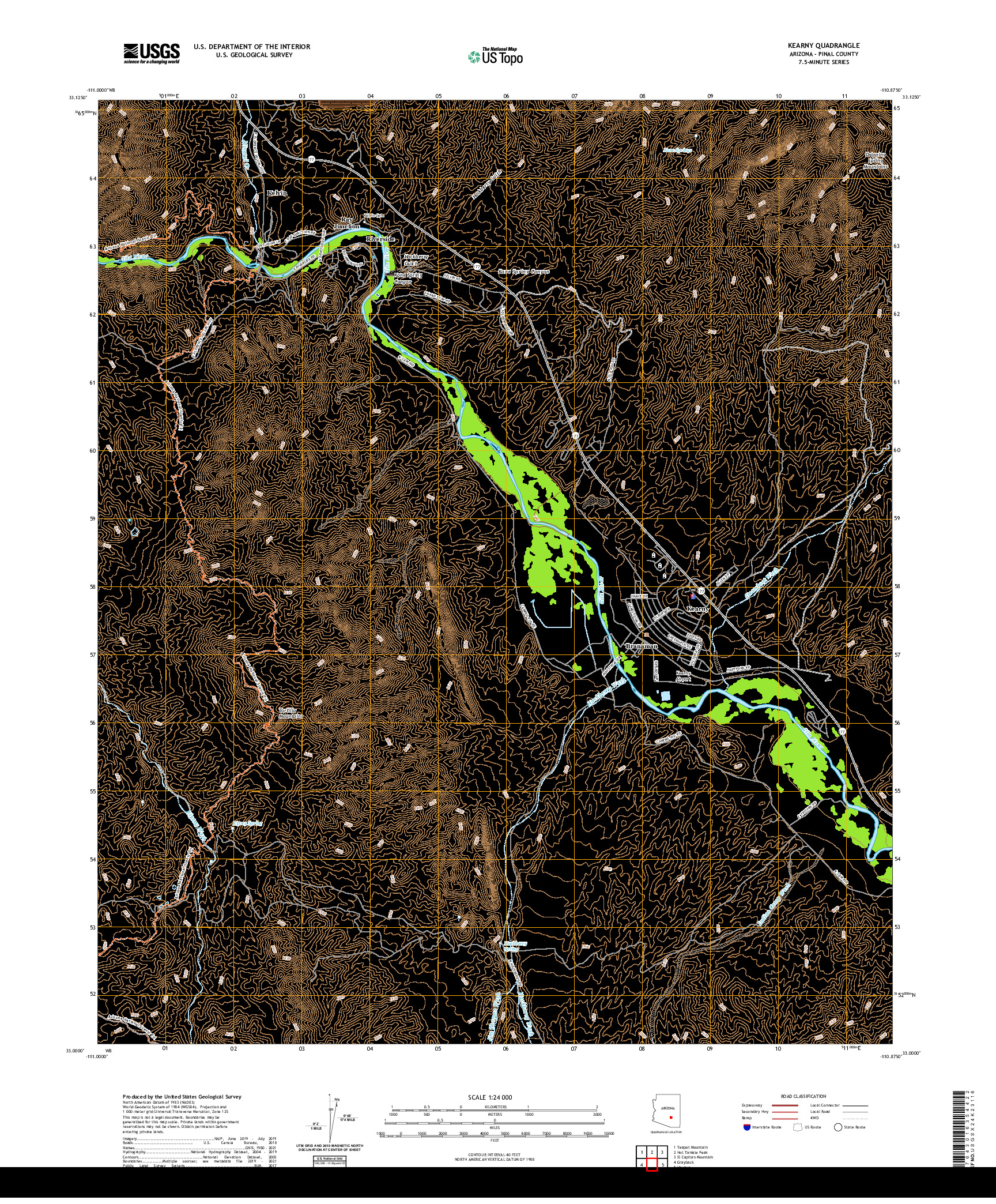 US TOPO 7.5-MINUTE MAP FOR KEARNY, AZ