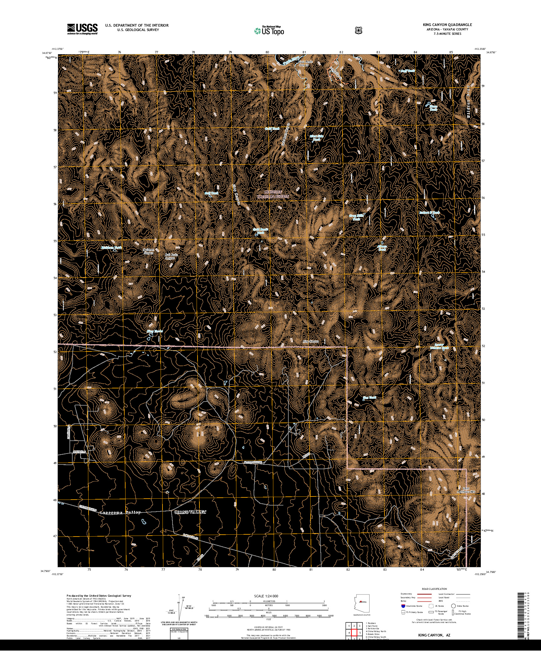 US TOPO 7.5-MINUTE MAP FOR KING CANYON, AZ