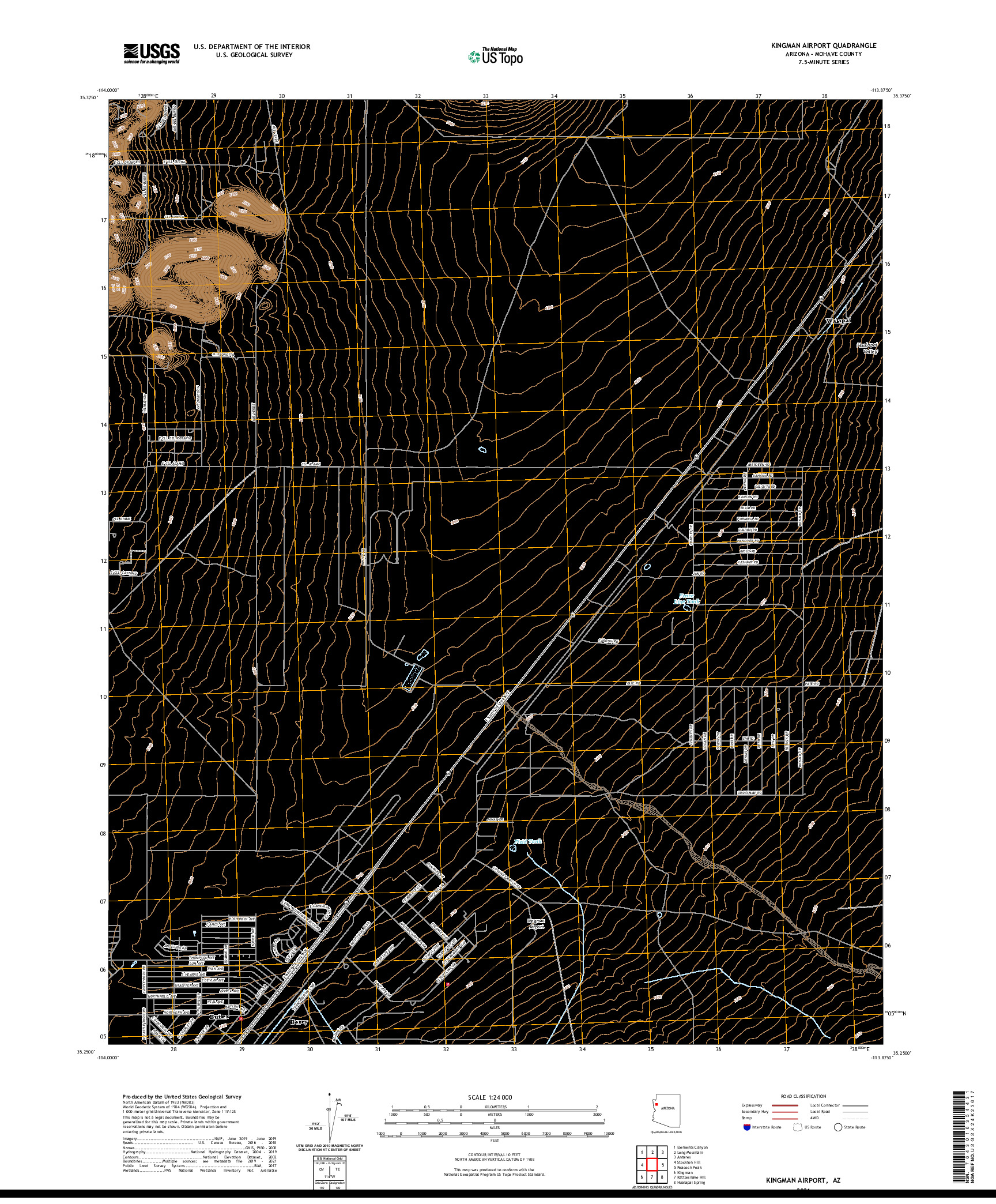 US TOPO 7.5-MINUTE MAP FOR KINGMAN AIRPORT, AZ