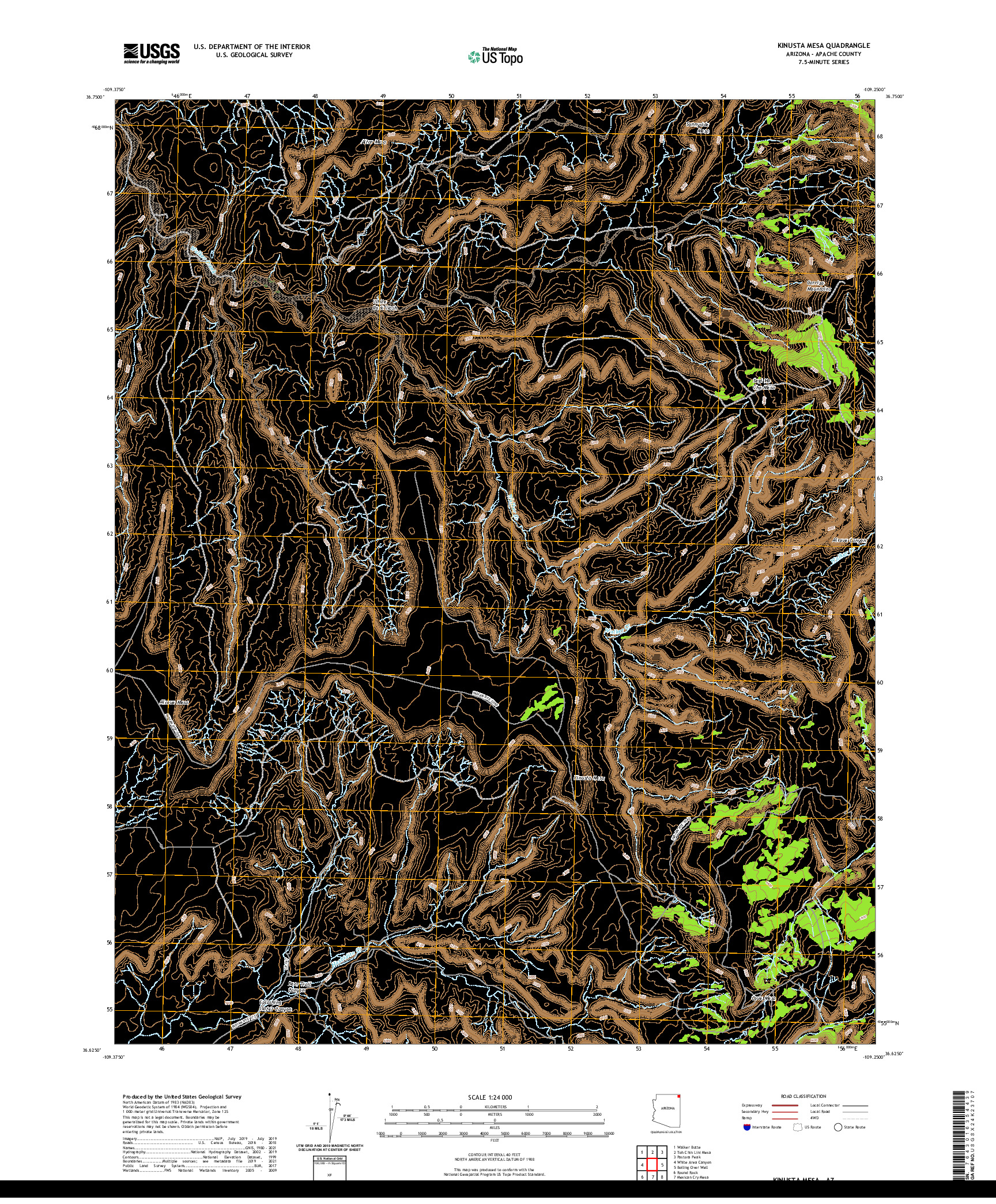 US TOPO 7.5-MINUTE MAP FOR KINUSTA MESA, AZ