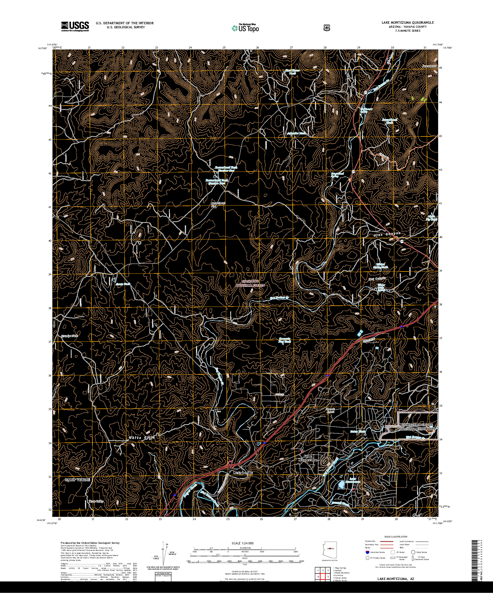 US TOPO 7.5-MINUTE MAP FOR LAKE MONTEZUMA, AZ