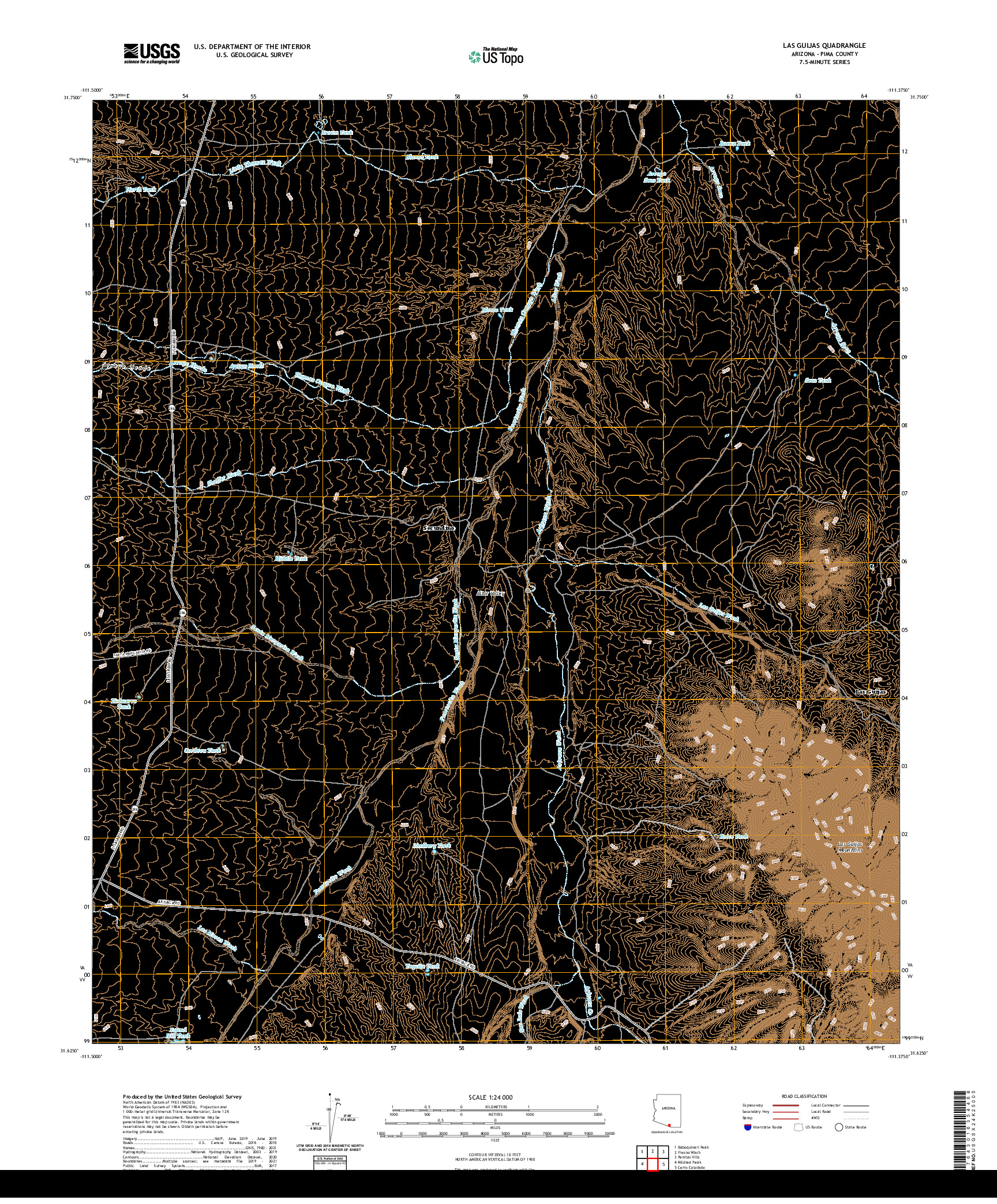 US TOPO 7.5-MINUTE MAP FOR LAS GUIJAS, AZ